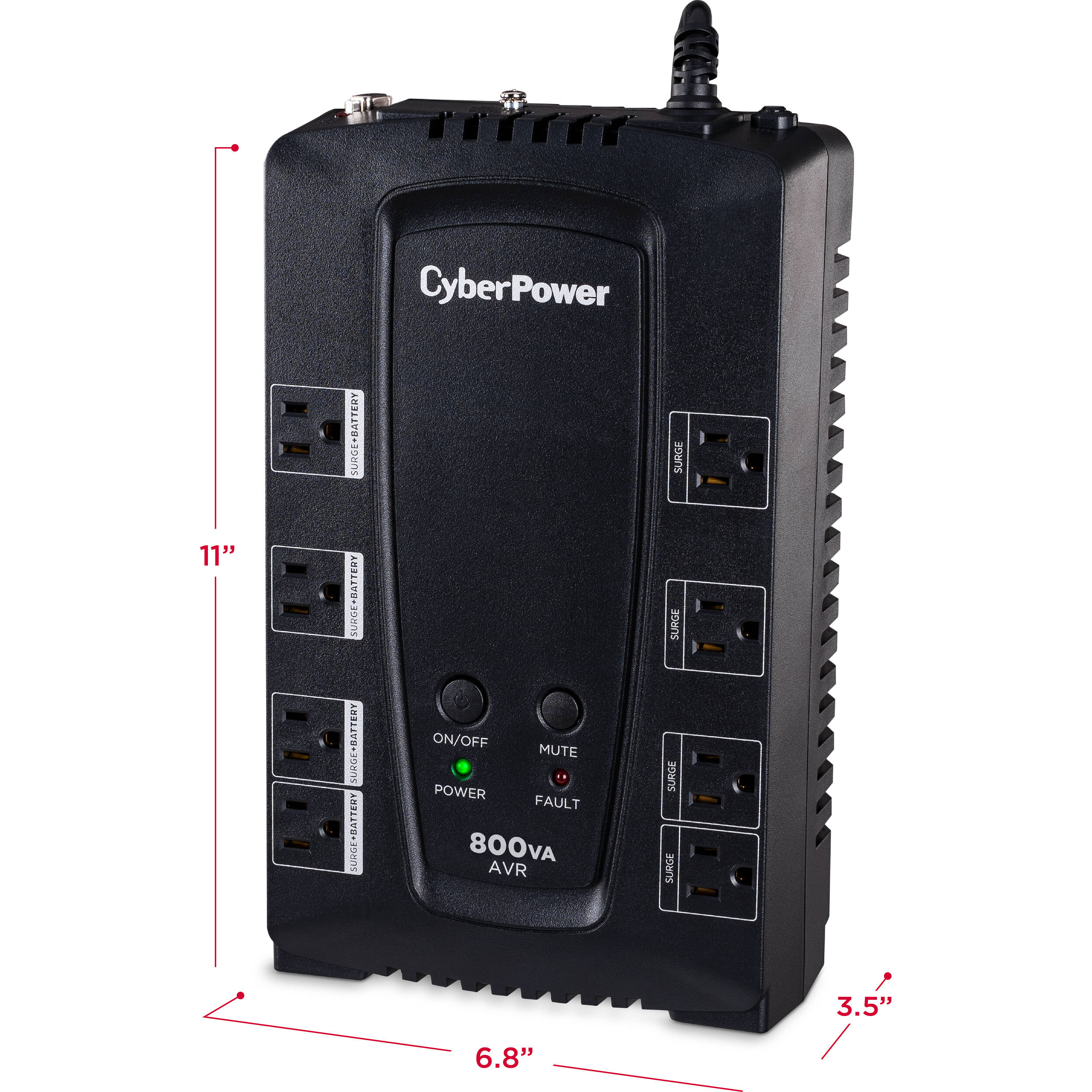 CyberPower CP800AVR 800VA 450W desktop UPS with AVR and 8 outlets — view 2