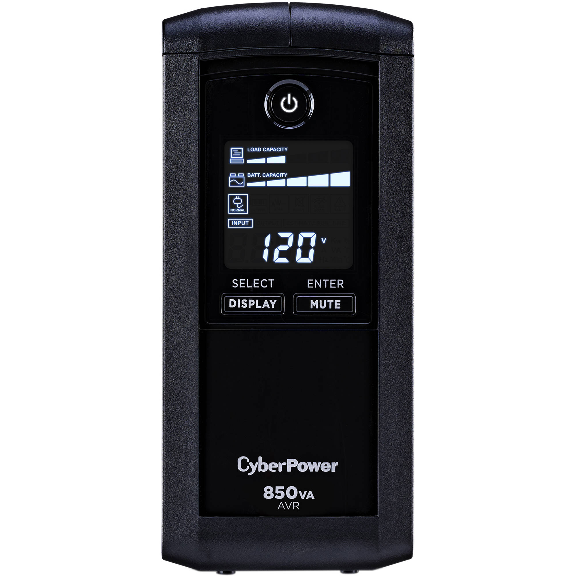 CyberPower CP850AVRLCD 850VA 510W desktop UPS with LCD display and nine NEMA 5-15R outlets — view 2