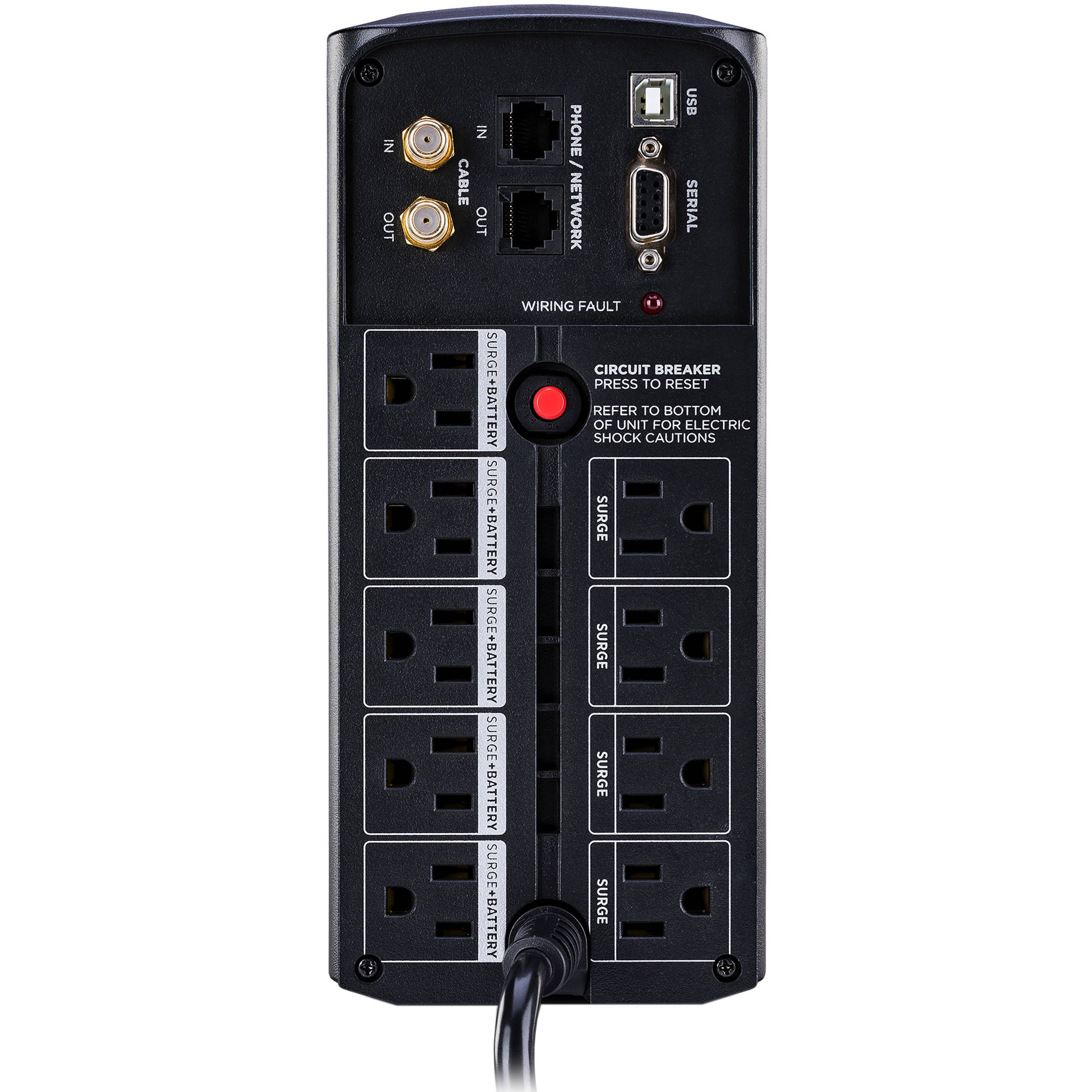CyberPower CP850AVRLCD 850VA 510W desktop UPS with LCD display and nine NEMA 5-15R outlets — view 4