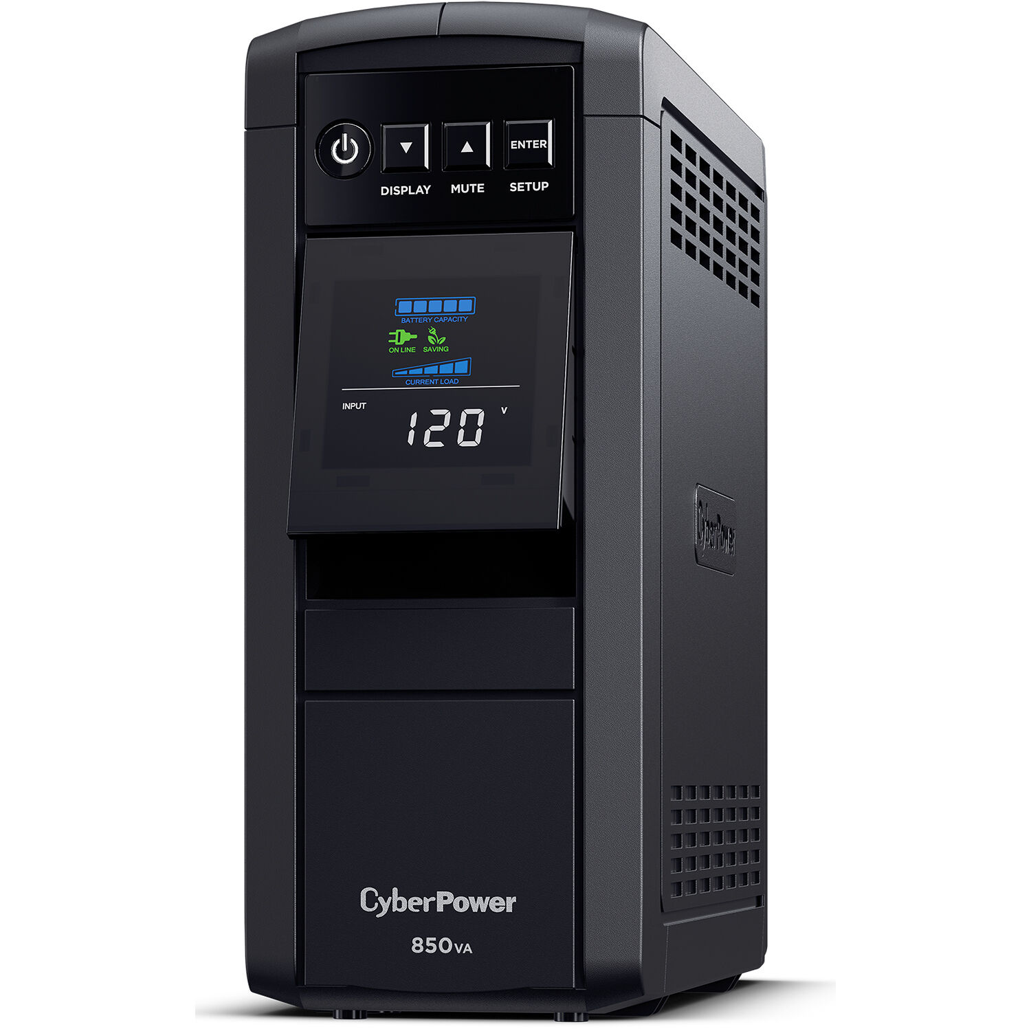 CyberPower CP850PFCLCD 850VA desktop UPS with LCD display and 10 outlets — view 3