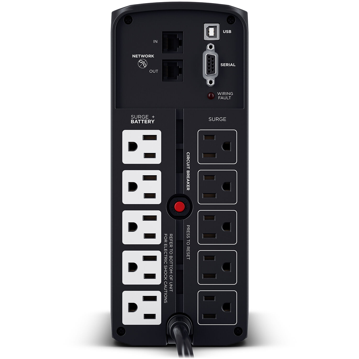 CyberPower CP850PFCLCD 850VA desktop UPS with LCD display and 10 outlets — view 4