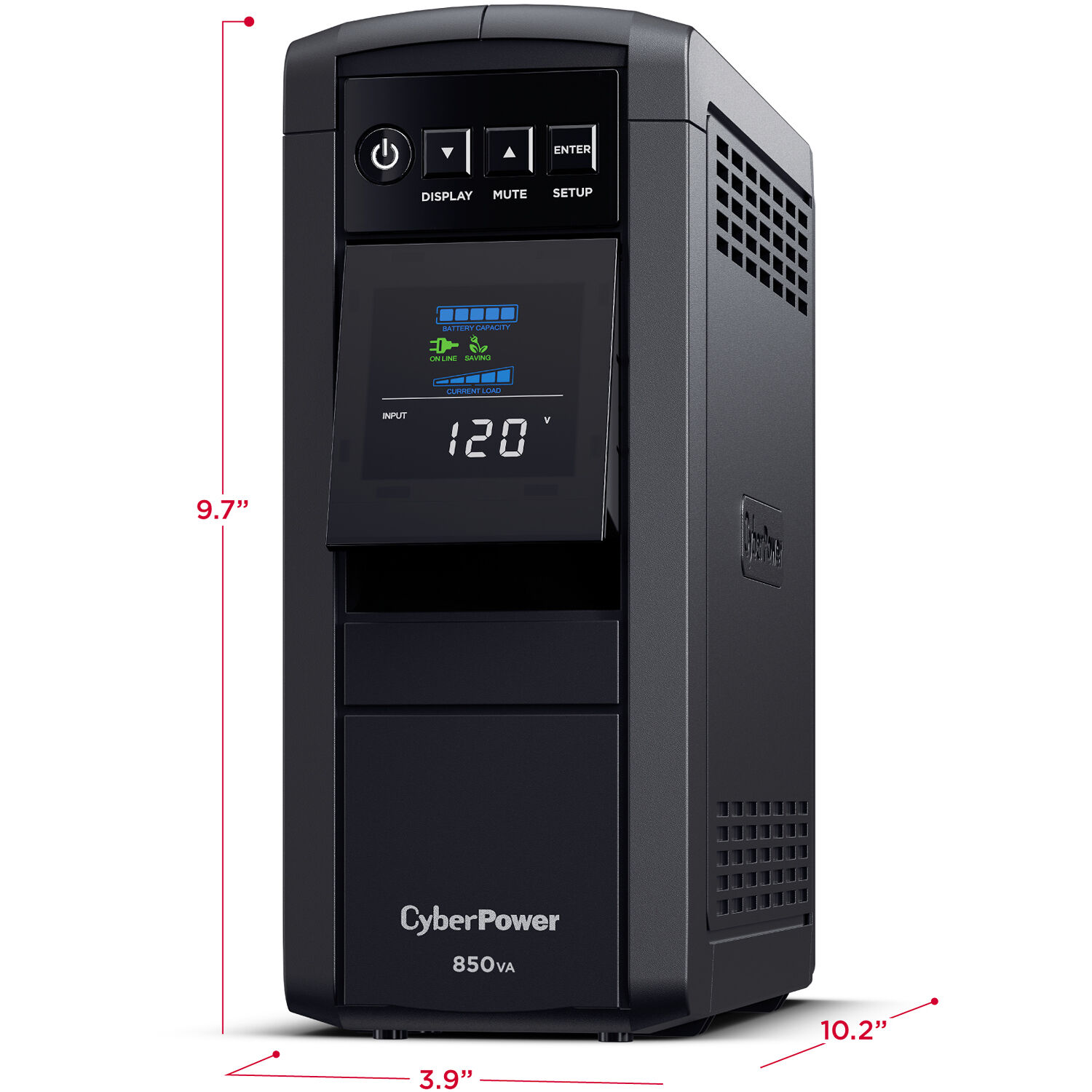 CyberPower CP850PFCLCD 850VA desktop UPS with LCD display and 10 outlets — view 5