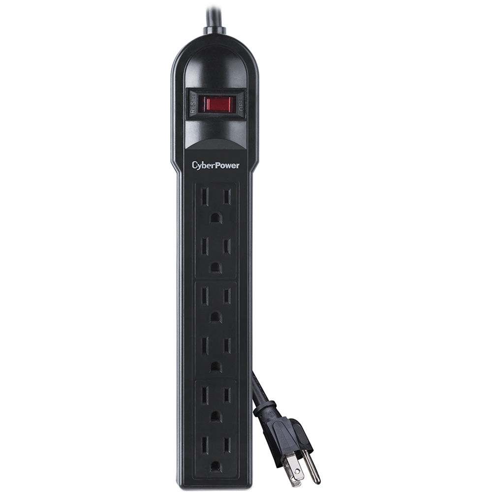 CyberPower CSB604 6-outlet surge protector with 4 ft cord and black desktop design — view 3