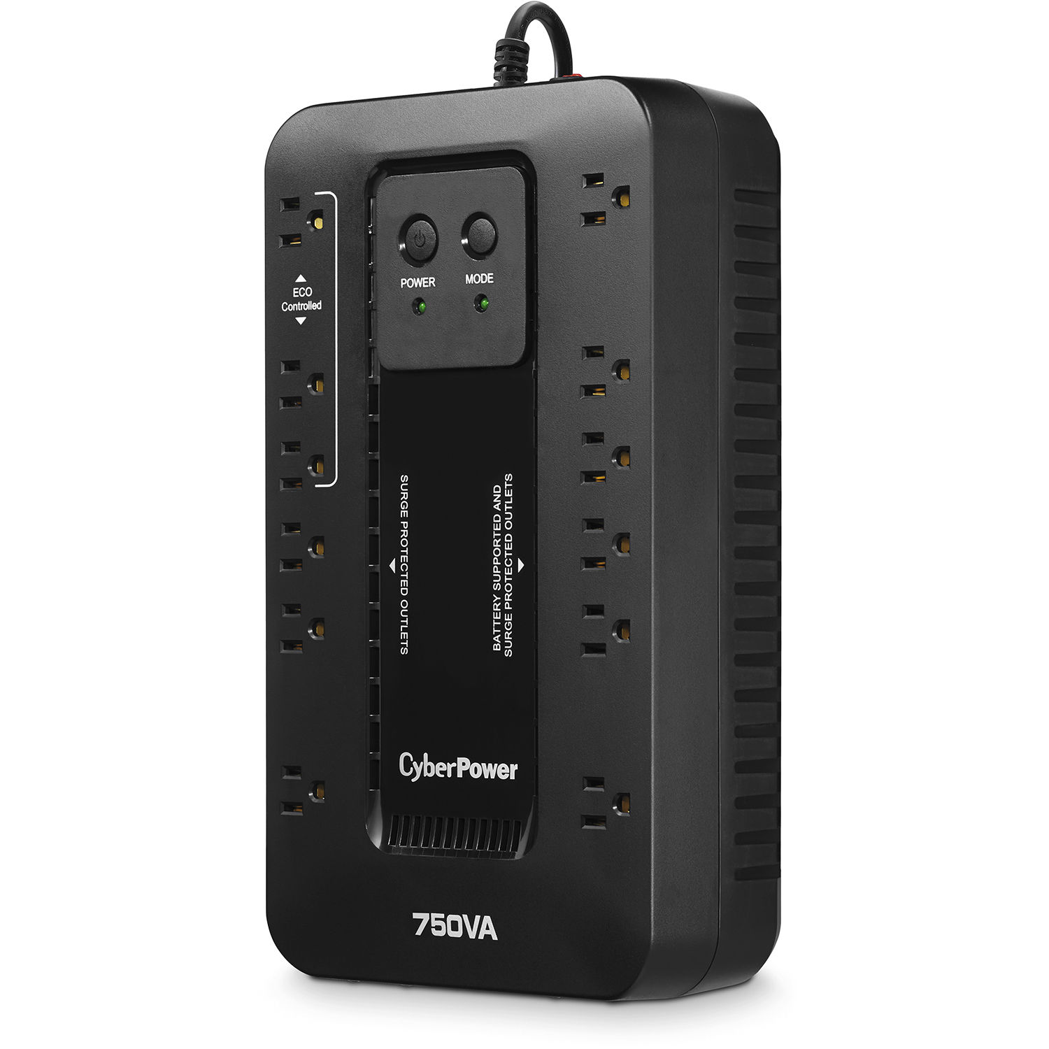 CyberPower EC750G 750 VA standby desktop UPS with 12 outlets and RJ11 protection — view 3