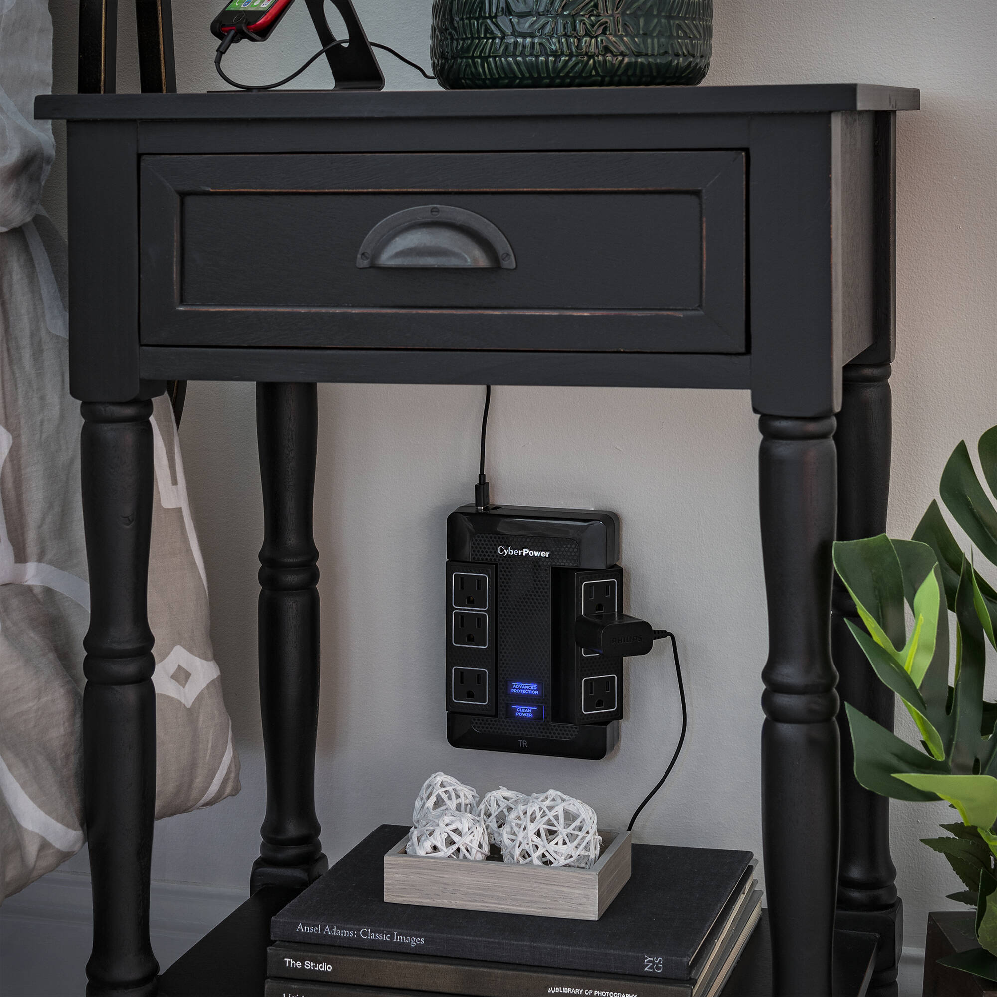 CyberPower HT600WSU2A black wall-tap surge protector with 5 outlets — view 13