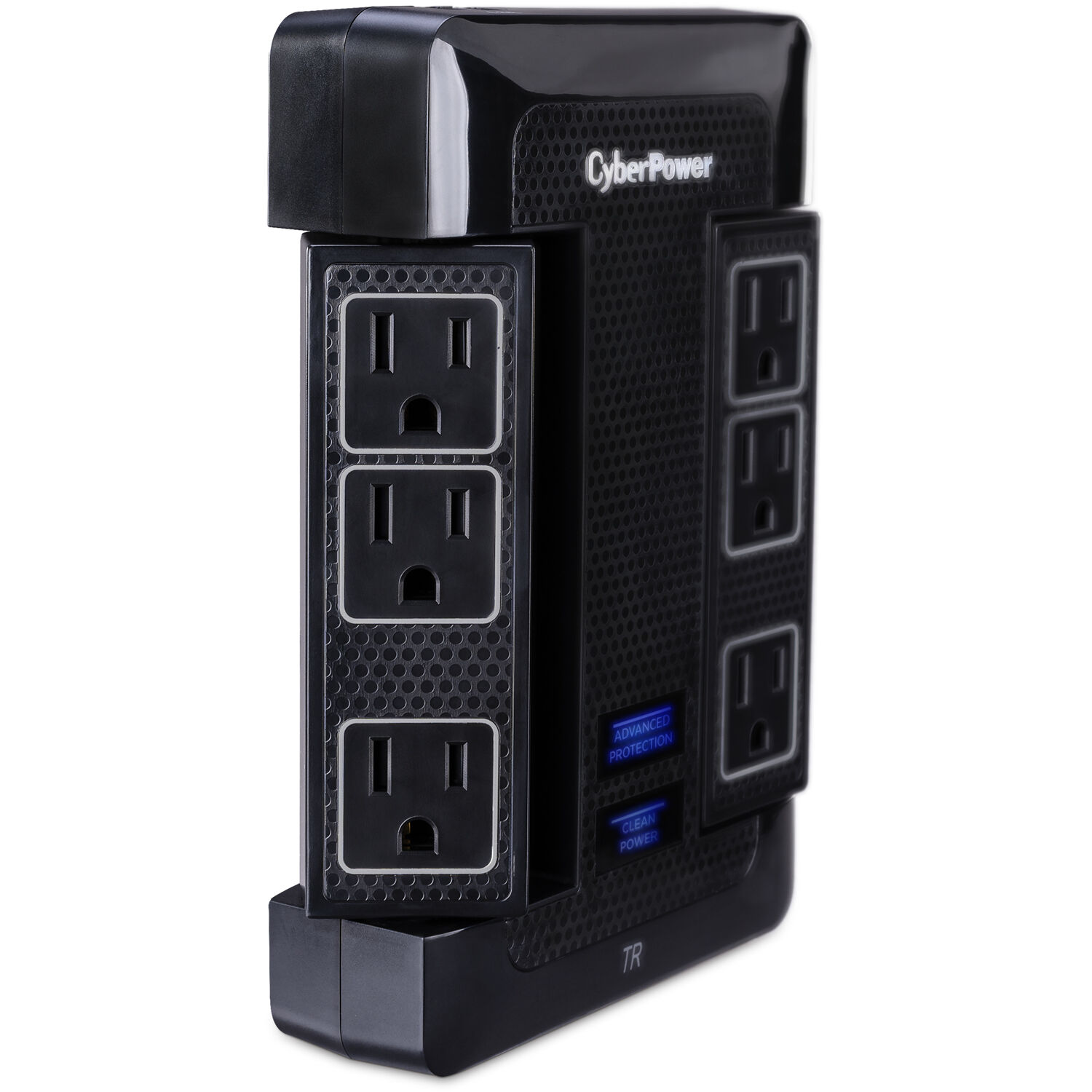 CyberPower HT600WSU2A black wall-tap surge protector with 5 outlets — view 7