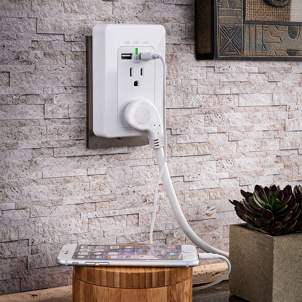 White CyberPower wall tap with 2 outlets and 2 USB charging ports, 2-pack — view 5