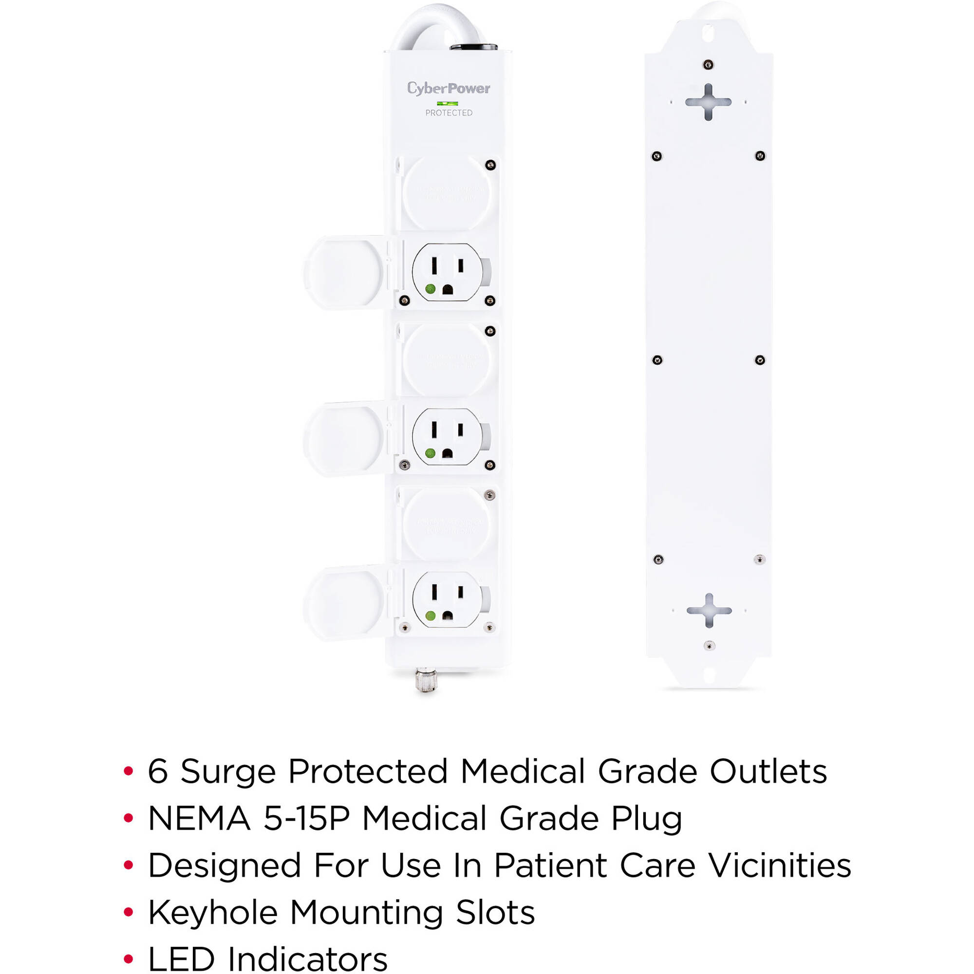 CyberPower MPV615S medical grade surge protector with 6 outlets, 15 ft cord, and 1,560 J protection — view 8