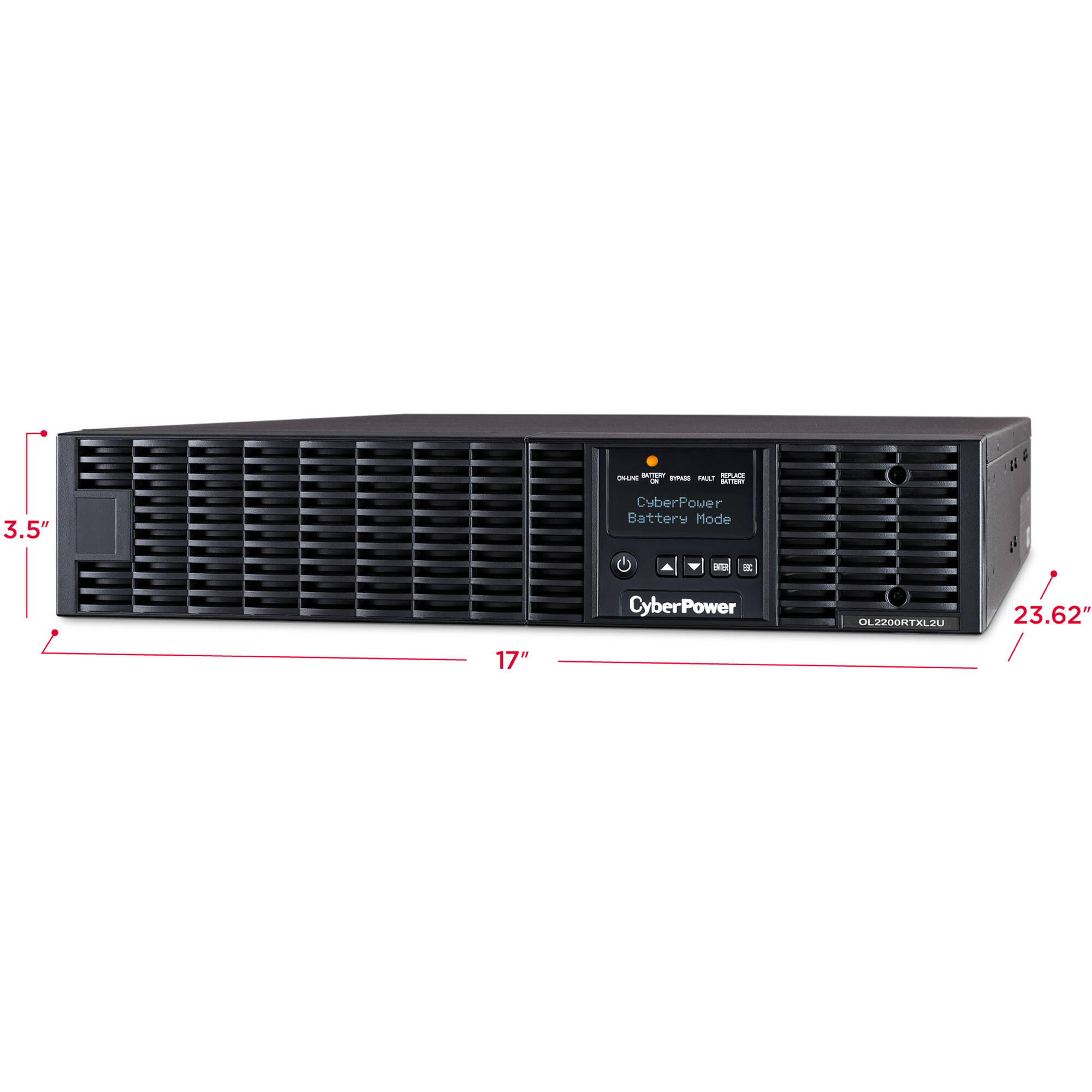 CyberPower OL2200RTXL2U 2,000 VA online UPS with 2U rack/tower design and LCD display — view 8