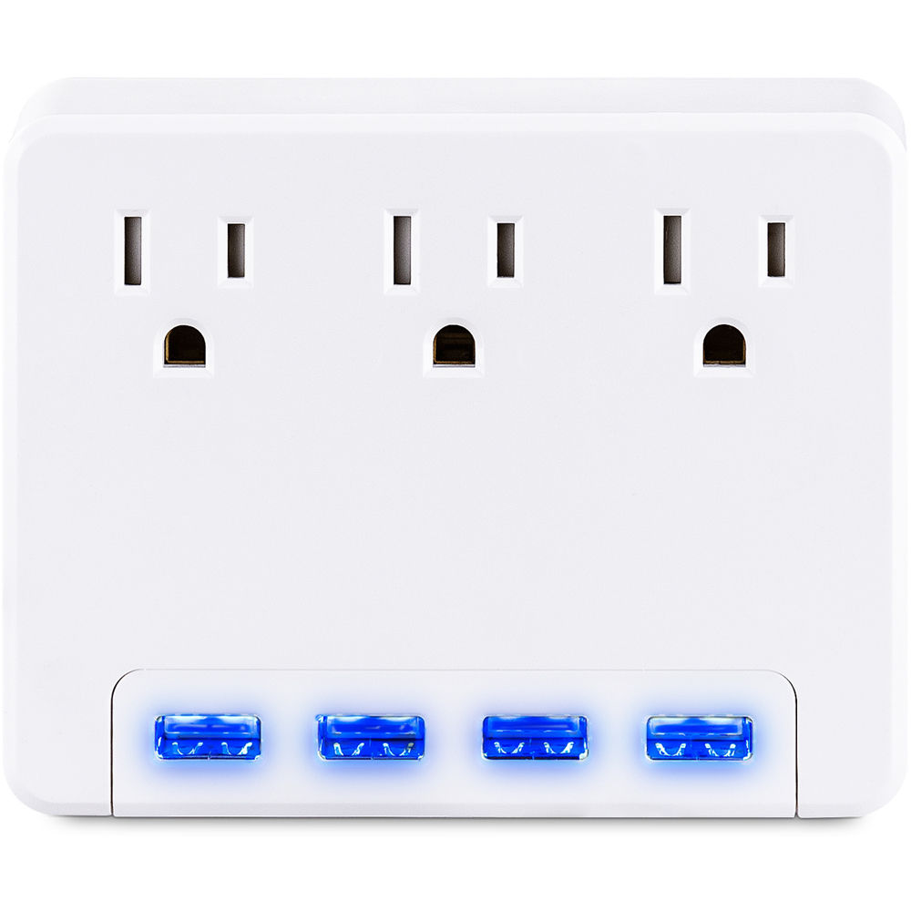 CyberPower P3WU USB charging station with four lighted ports and 4.2A total output — view 2