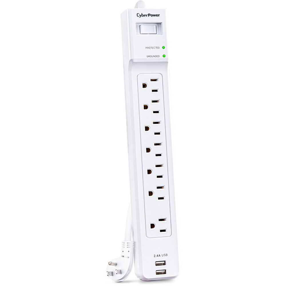 CyberPower P704URC1 white surge protector with 7 outlets and 4 ft cord — view 3