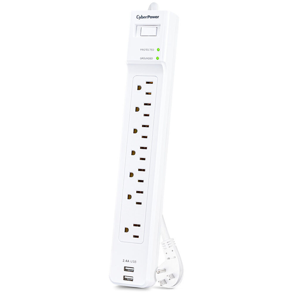 CyberPower P704URC1 white surge protector with 7 outlets and 4 ft cord — view 4