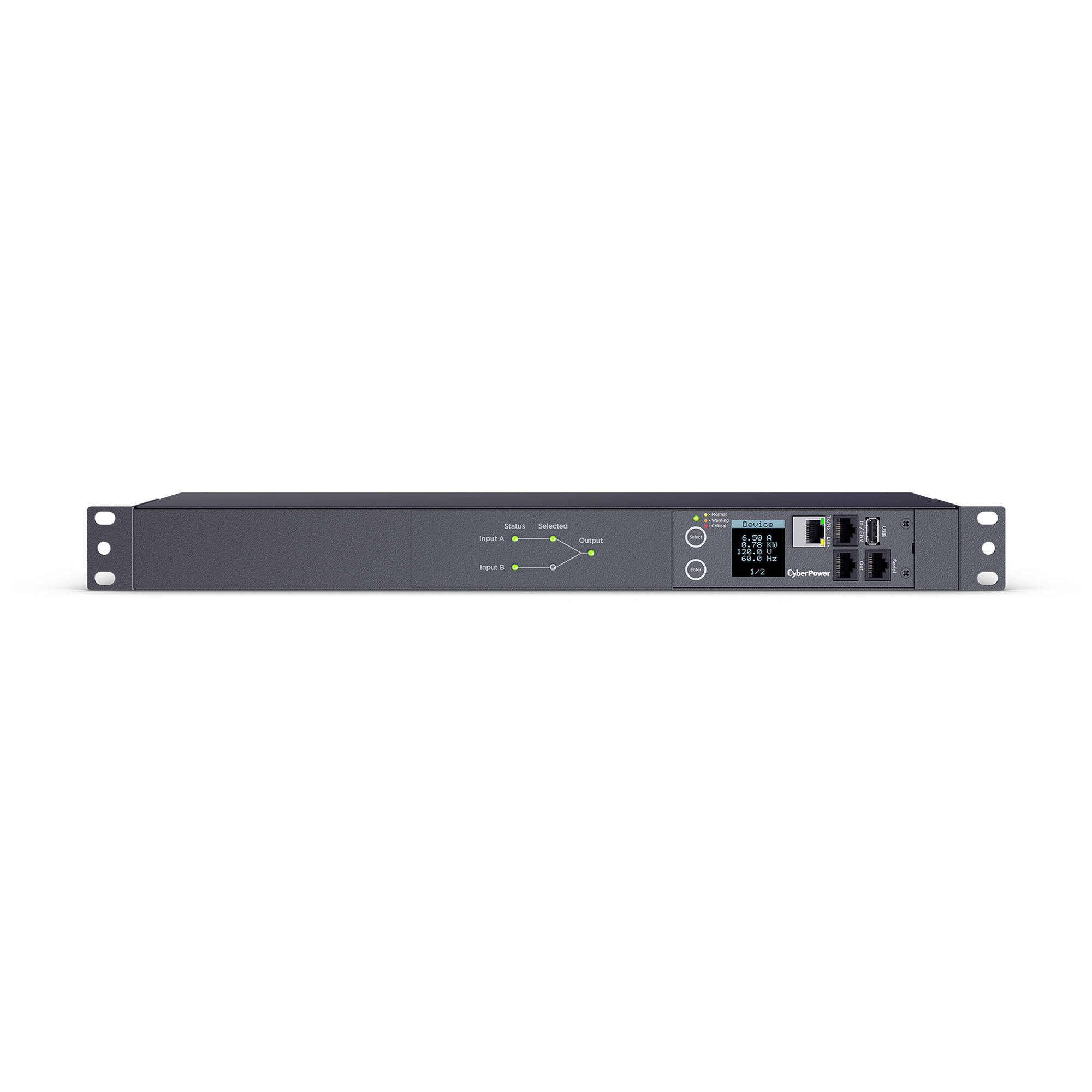 CyberPower SWITCHED ATS PDU 15A rack-mount power distribution unit with 10 outlets — view 2