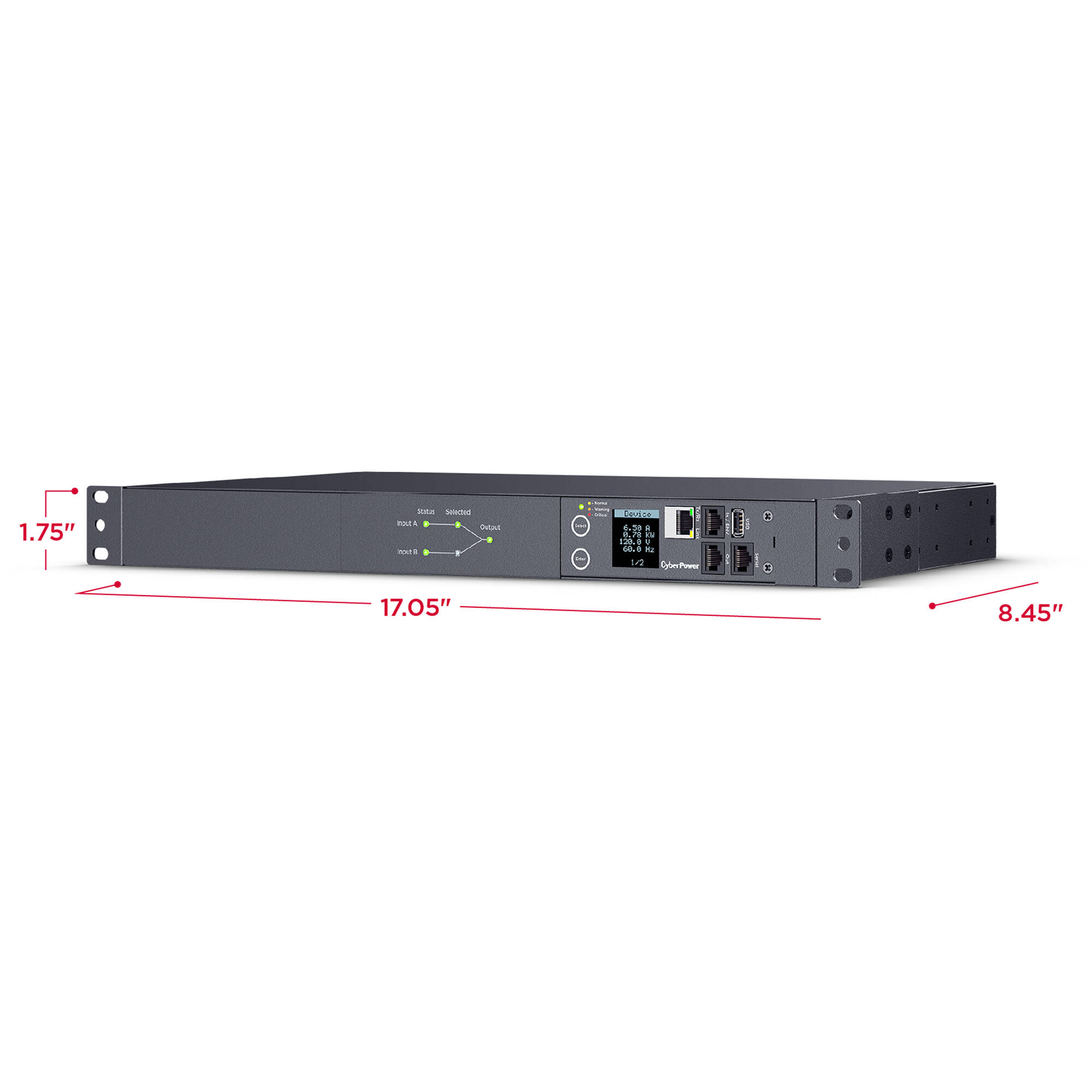 CyberPower SWITCHED ATS PDU 15A rack-mount power distribution unit with 10 outlets — view 5