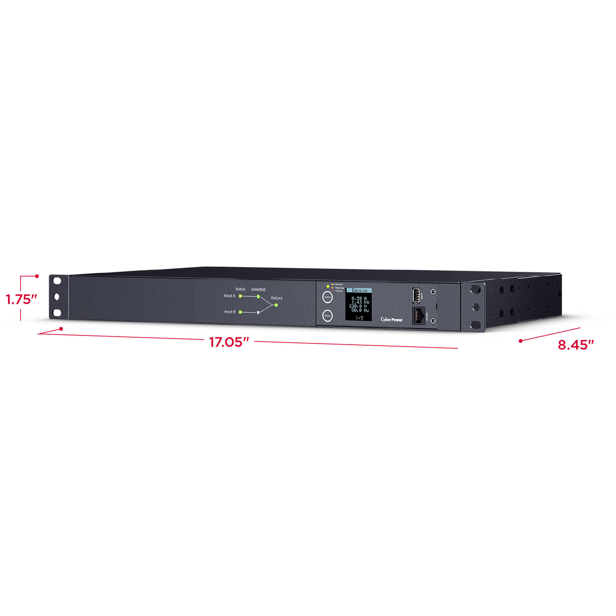 SWITCHED ATS PDU 20A 208V 1U 10 IEC OUTLETS — view 5
