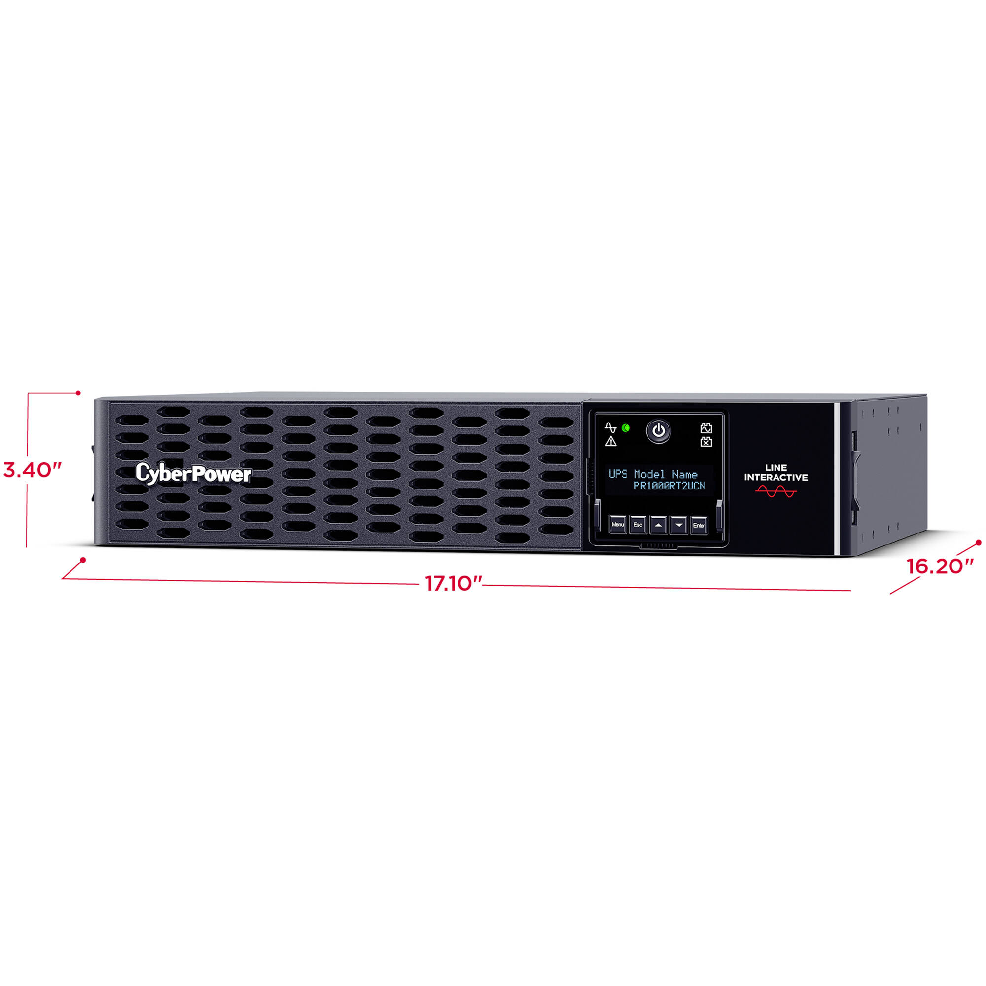 CyberPower PR1000RT2UCN 1000VA 1000W sine wave rack mount UPS with 8 NEMA 5-15R outlets — view 14