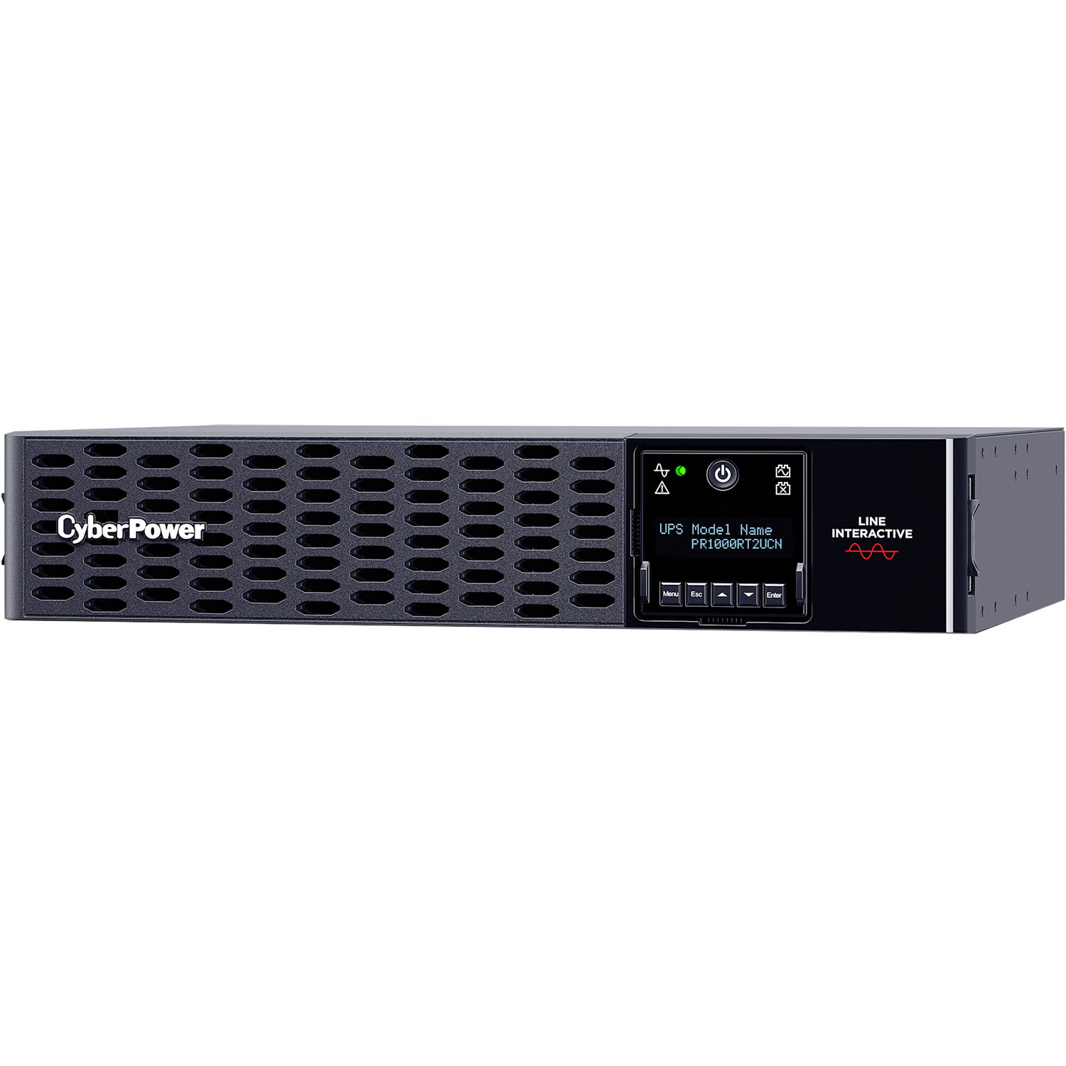 CyberPower PR1000RT2UCN 1000VA 1000W sine wave rack mount UPS with 8 NEMA 5-15R outlets — view 3