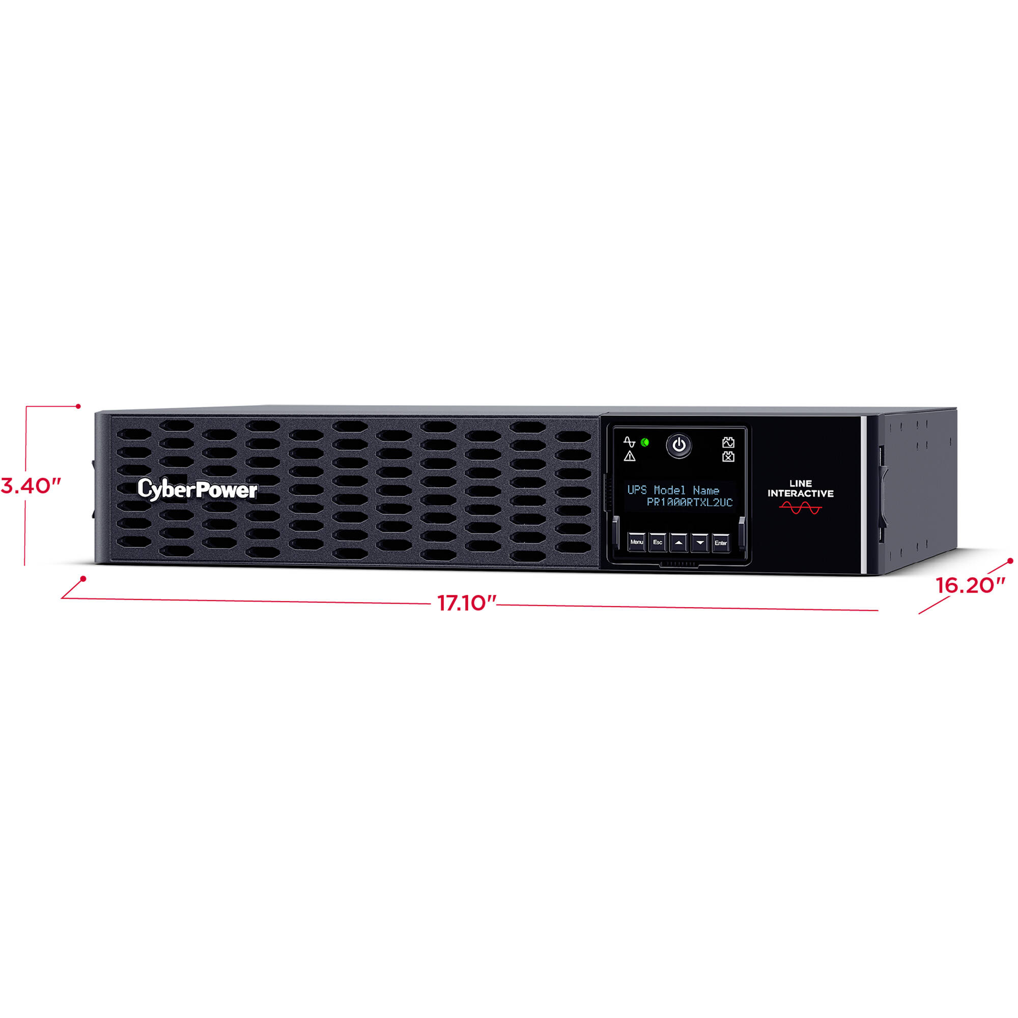 CyberPower PR1000RTXL2UC 1,000 VA 1,000 W sine wave rack mount UPS, 2U chassis — view 10