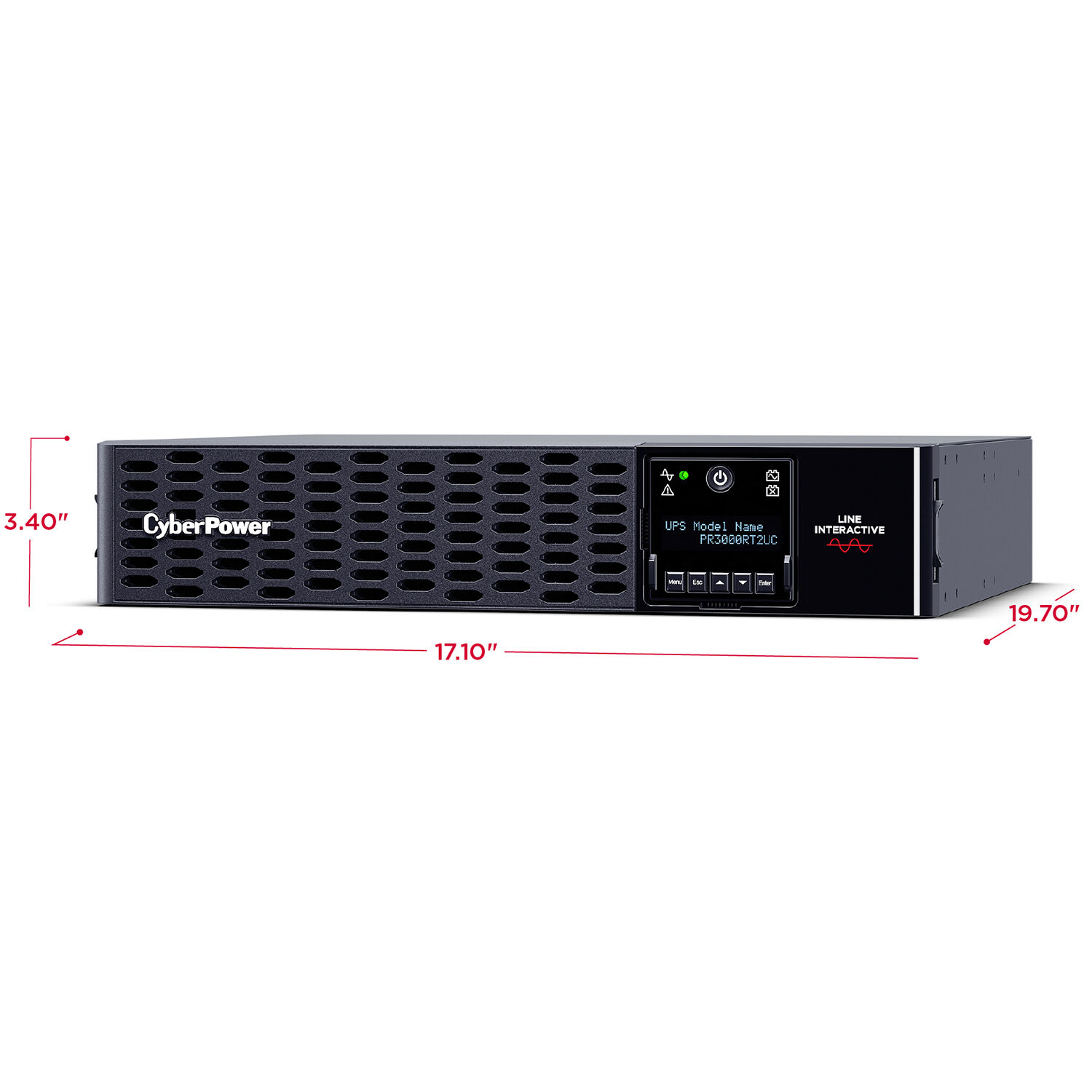CyberPower PR3000RT2UC 2U rack mount sine wave UPS for 3,000 W power protection — view 9