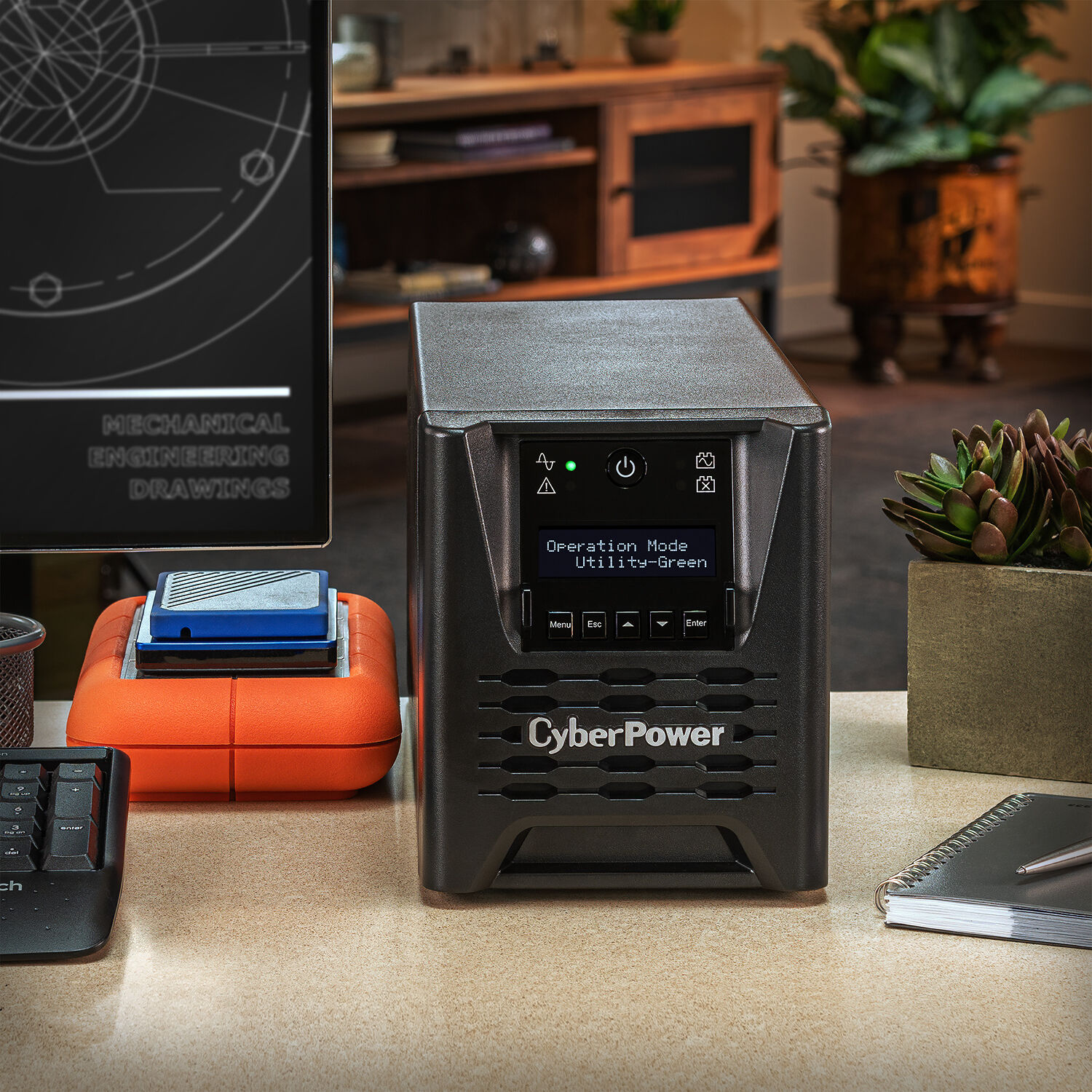 CyberPower PR750LCD3C 750VA 750W tower UPS with LCD display and 6 outlets — view 7