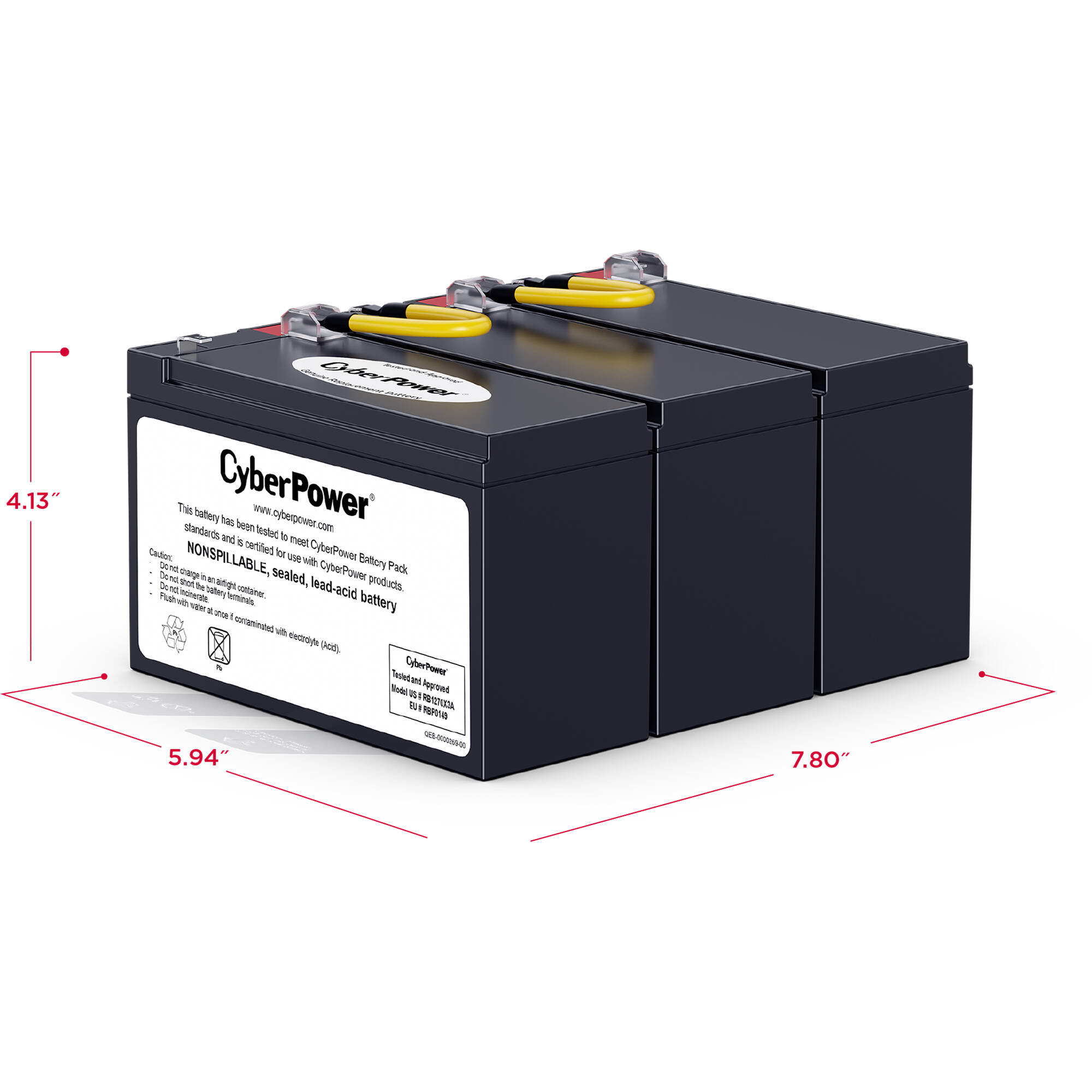 CyberPower RB1270X3A replacement battery cartridge for compatible UPS systems — view 2