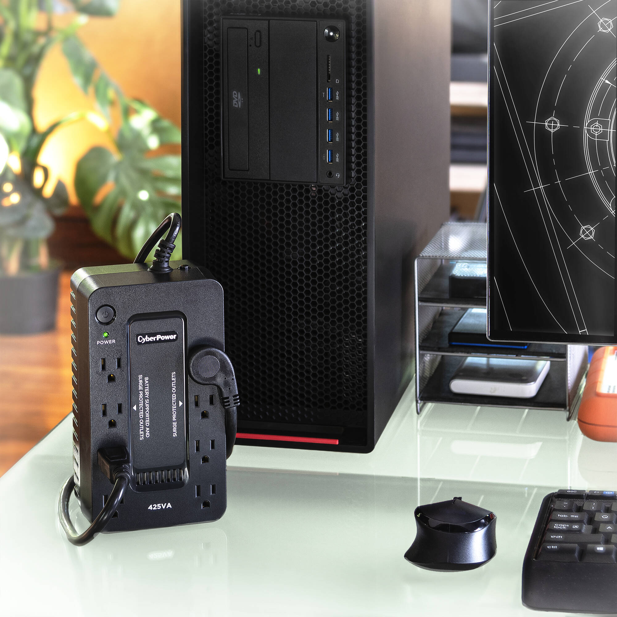CyberPower ST425 compact standby UPS with 8 outlets for desktop and small office backup power — view 7
