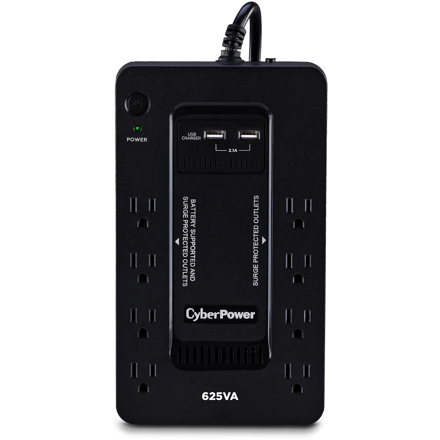 CyberPower ST625U compact 625 VA standby UPS with 8 outlets and desktop design — view 2