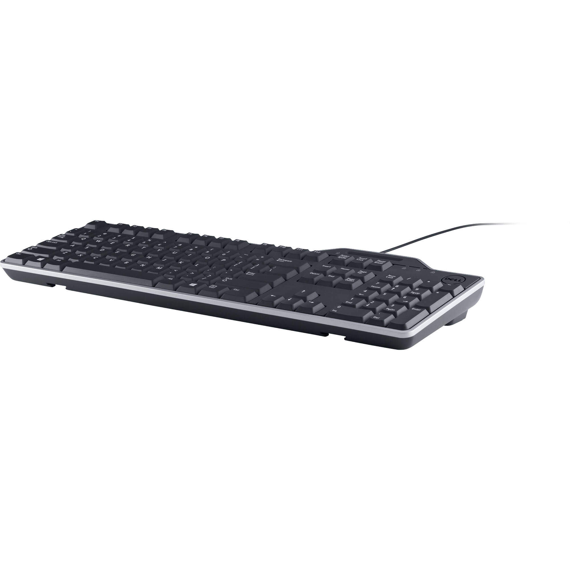 Dell KB813 Smart Card USB Keyboard with full-size layout, palm rest, and black finish — view 3