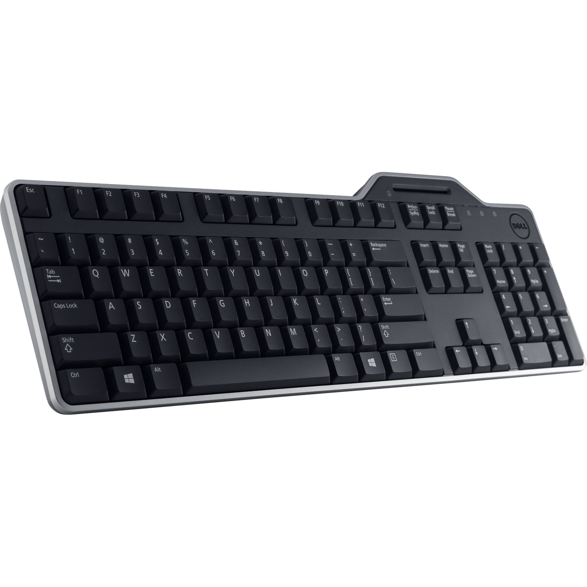 Dell KB813 Smart Card USB Keyboard with full-size layout, palm rest, and black finish — view 4