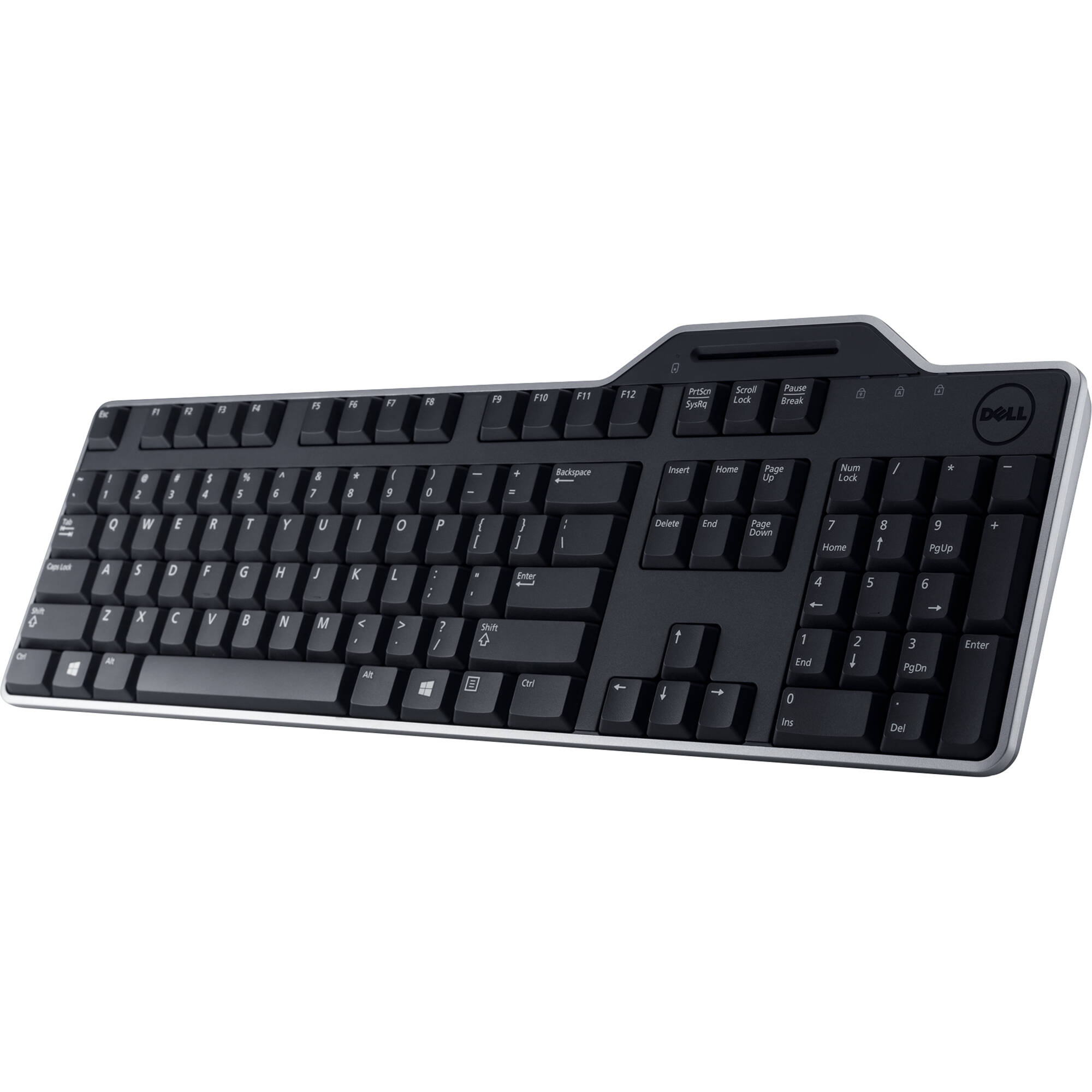 Dell KB813 Smart Card USB Keyboard with full-size layout, palm rest, and black finish — view 5