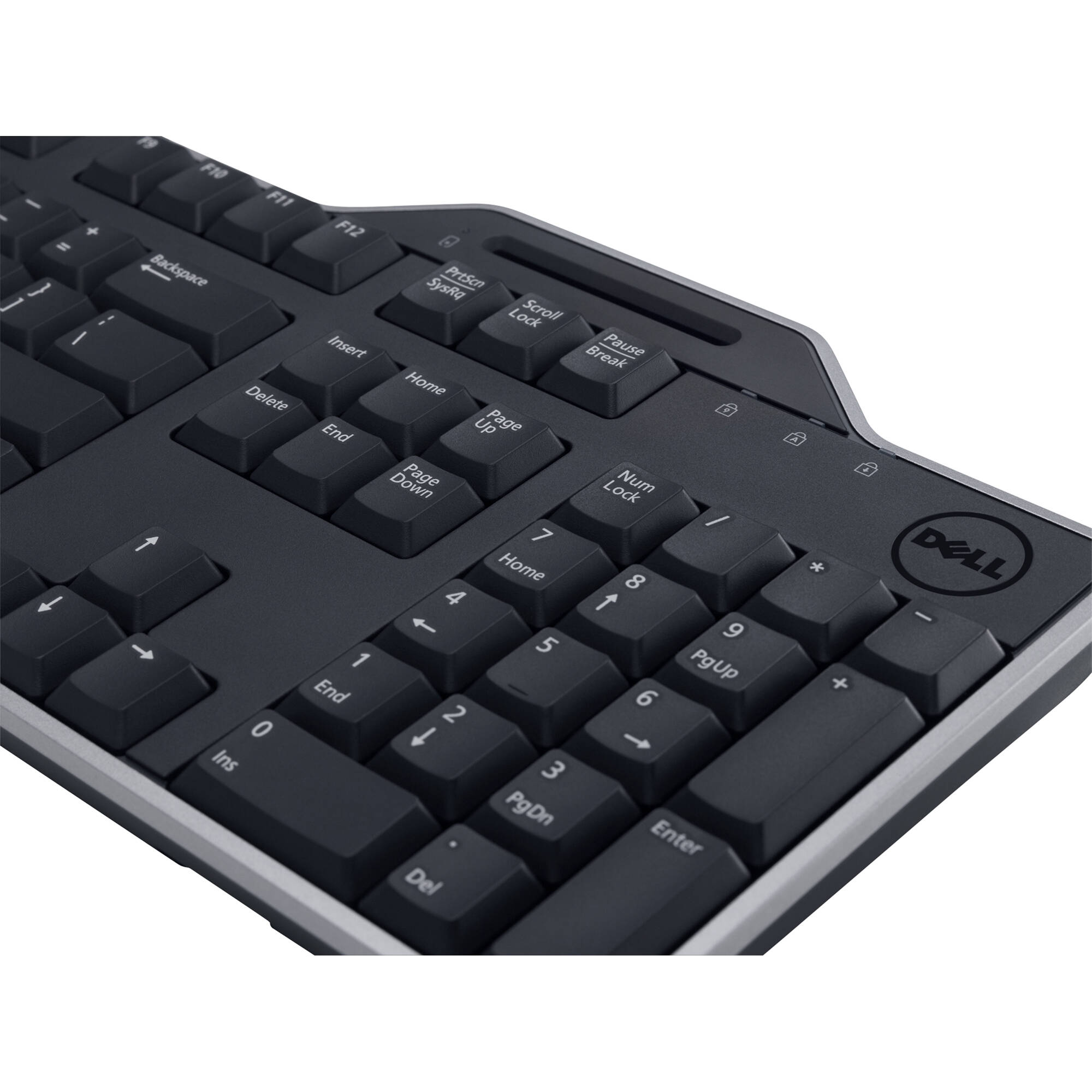 Dell KB813 Smart Card USB Keyboard with full-size layout, palm rest, and black finish — view 9