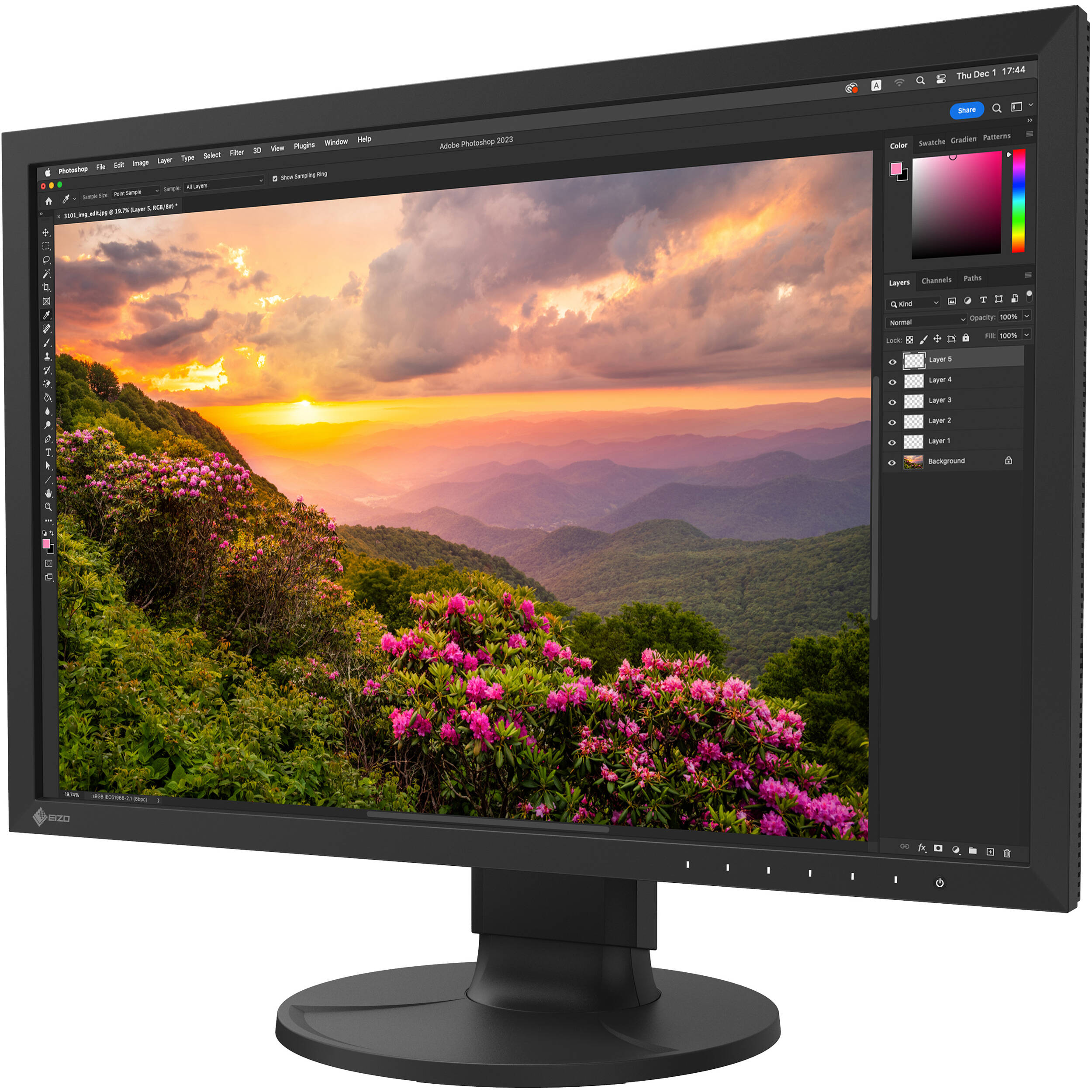 EIZO 24-inch wide-gamut IPS monitor with LED backlight for color-critical professional workflows — view 3