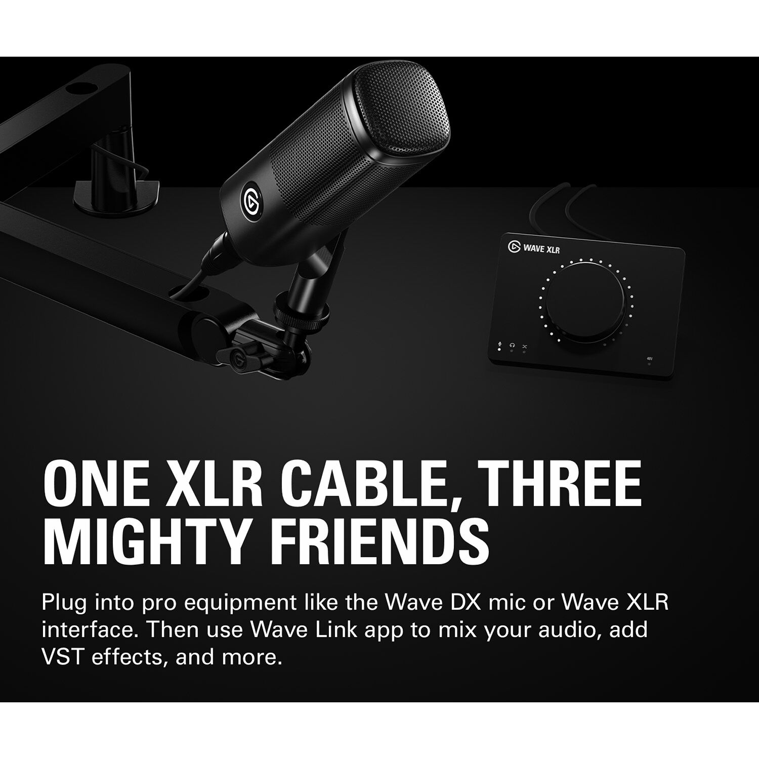 Black Elgato XLR microphone cable, 300 cm long, for balanced audio connections — view 5