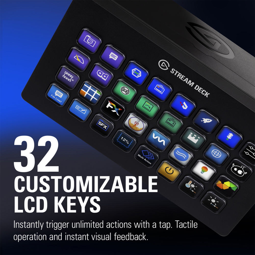 Elgato Stream Deck XL desktop control pad with 32 customizable LCD keys — view 9