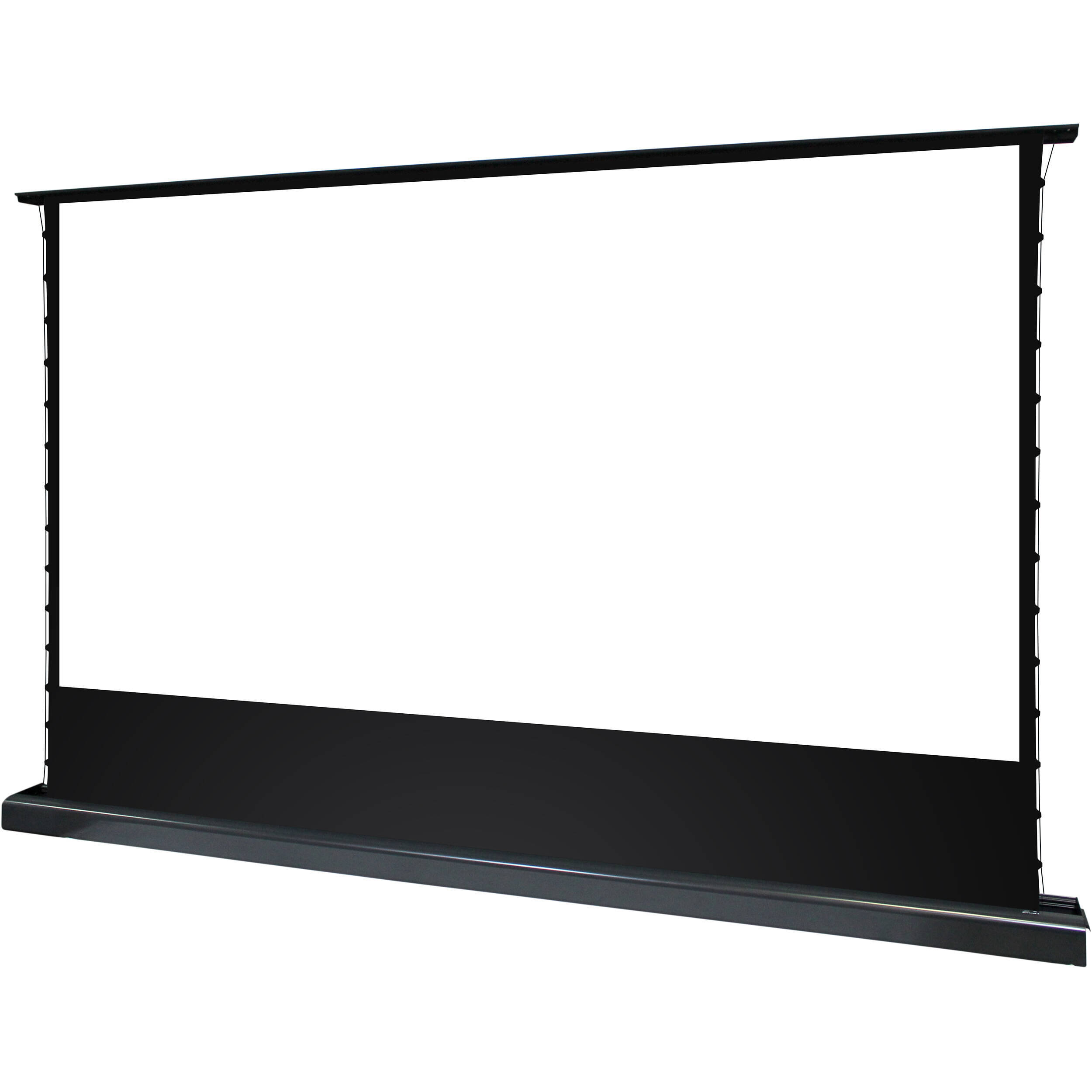 Elite Screens Kestrel Tab Tension 3 150-inch motorized floor-rising projection screen in white — view 3
