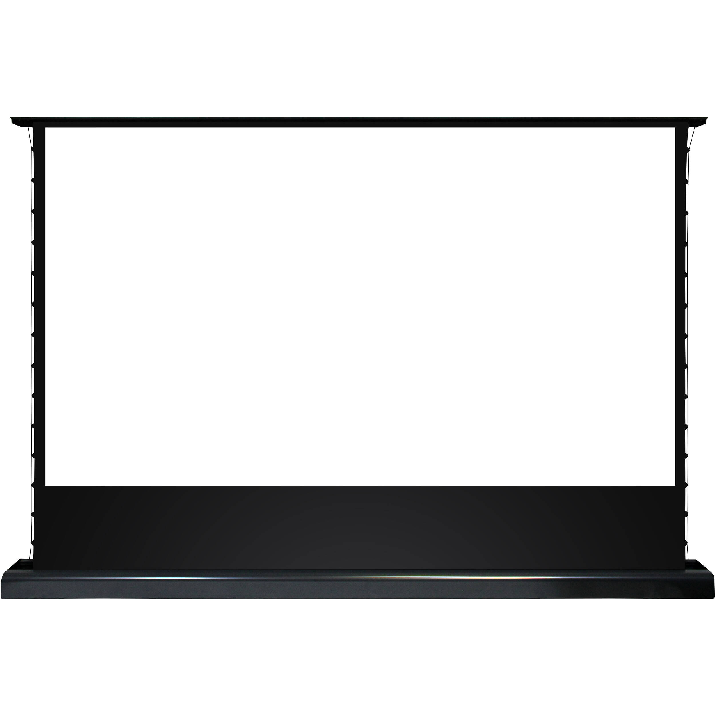 Elite Screens Kestrel Tab Tension 3 150-inch motorized floor-rising projection screen in white — view 4