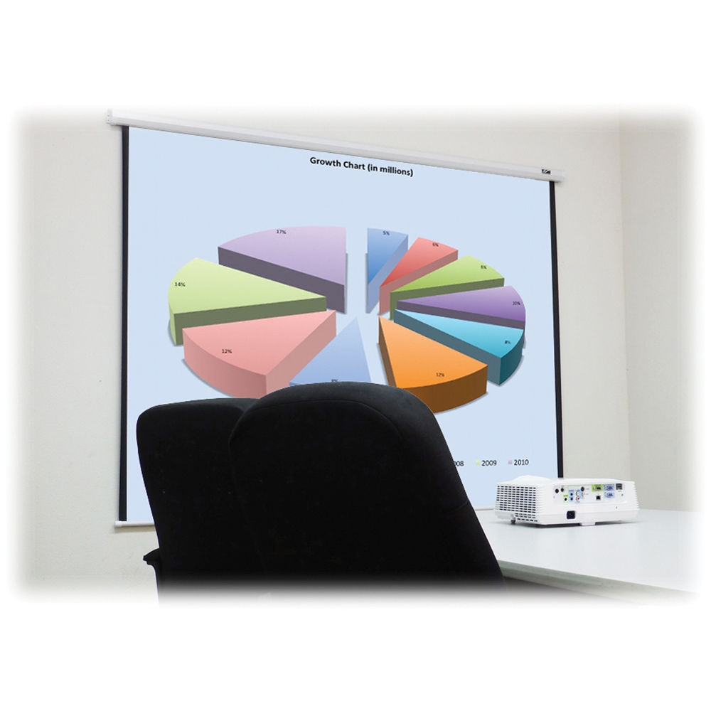 Elite Screens ManualB M100S 100-inch manual pull-down projection screen, 1:1 format, wall mount — view 2