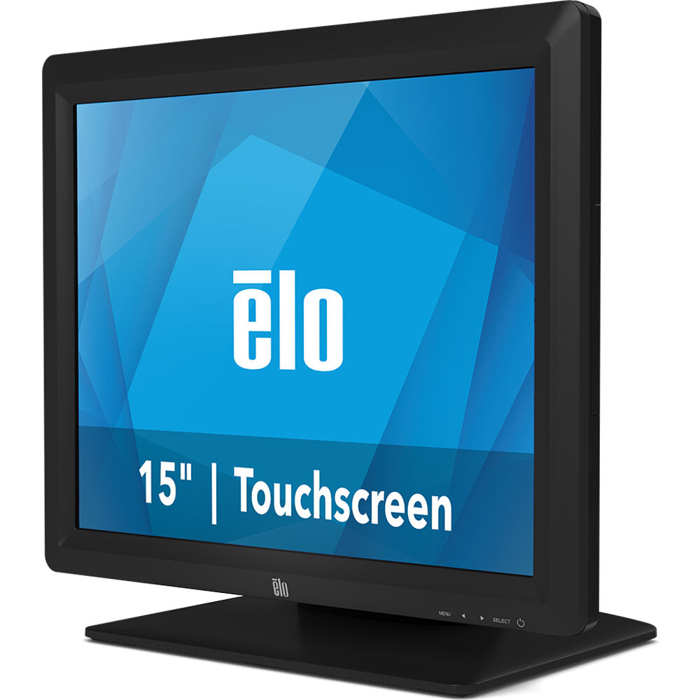 Elo ET1517L 15-inch zero-bezel touchscreen LCD monitor in black — view 3