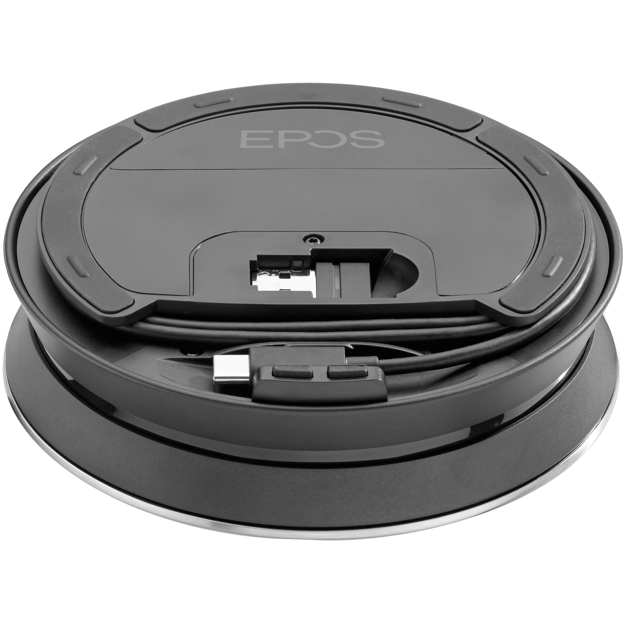EPOS Bluetooth speaker phone with USB-C cable USB-C to USB-A adapter and carry pouch — view 5