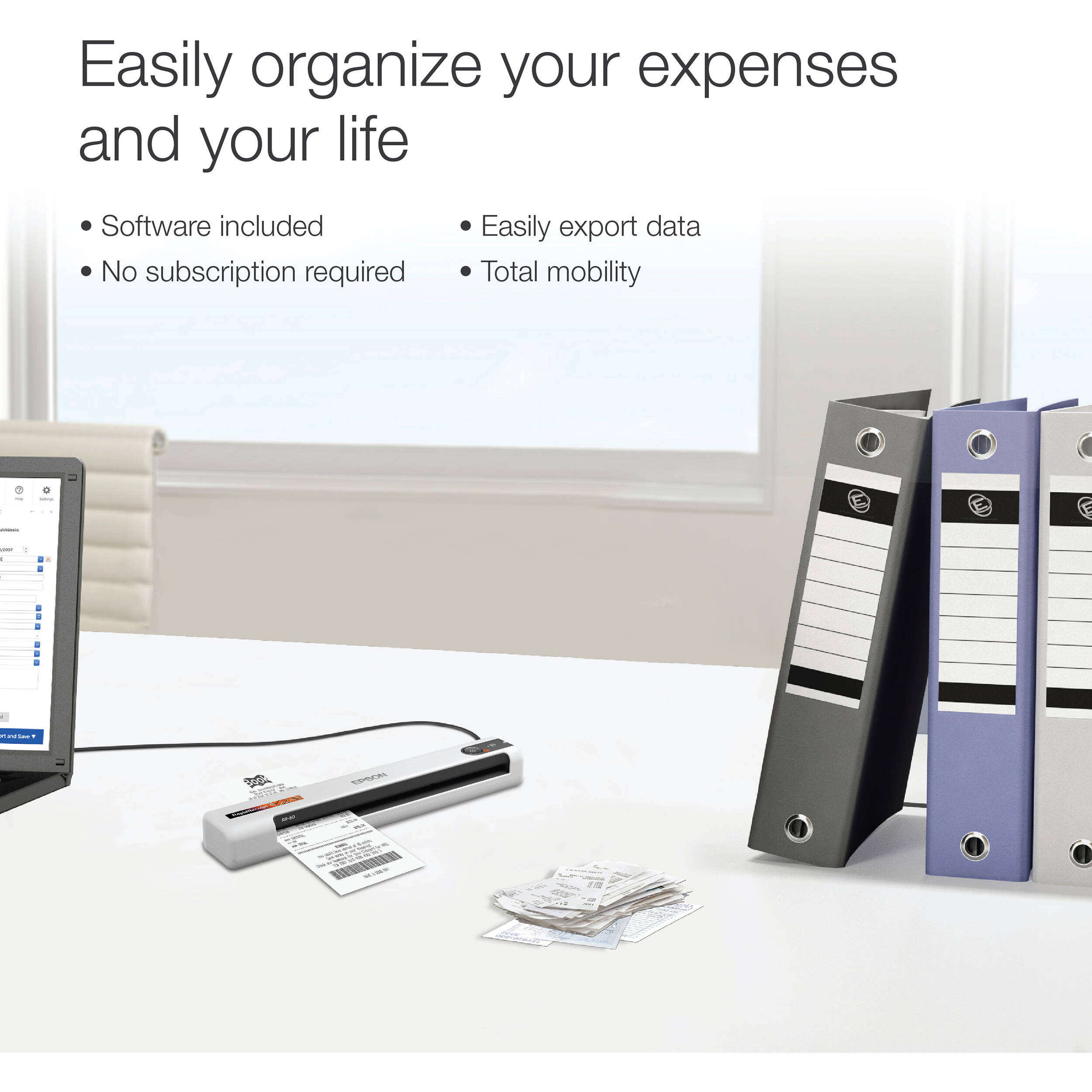 Epson RR-60 mobile receipt scanner for portable expense and receipt capture — view 9