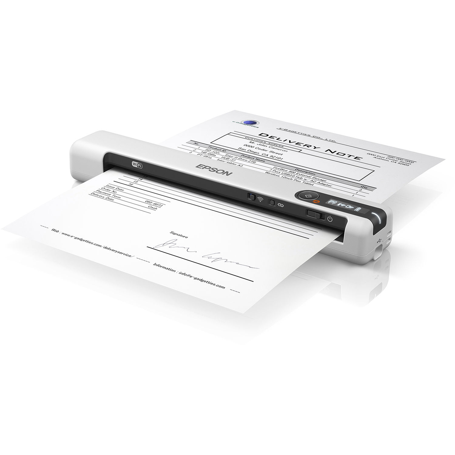 Epson DS-80W wireless portable document scanner with USB and Wi-Fi connectivity — view 5