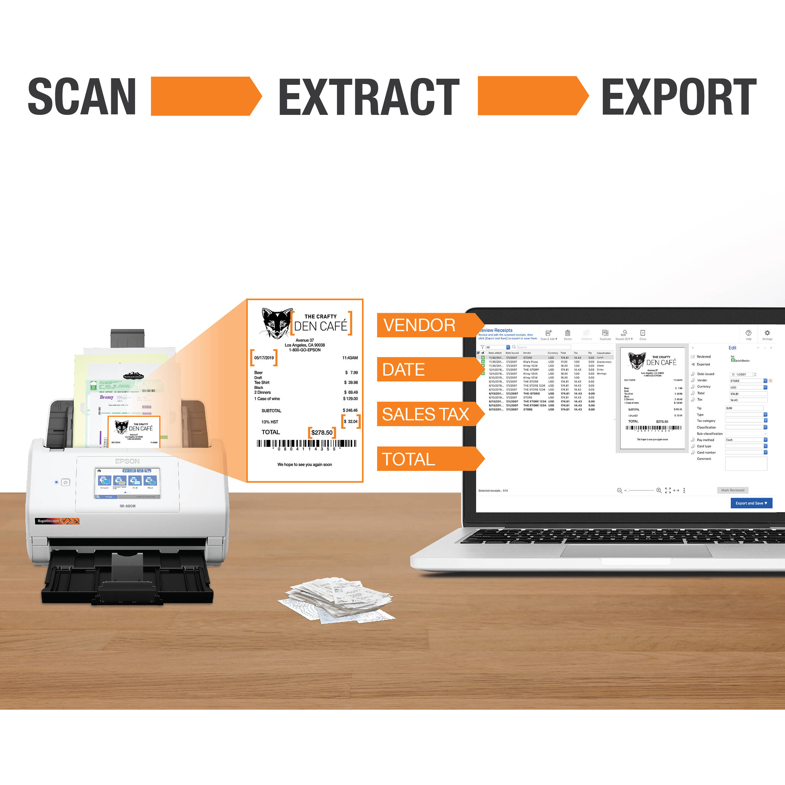 Epson RR-600W wireless desktop document scanner for duplex office scanning — view 11