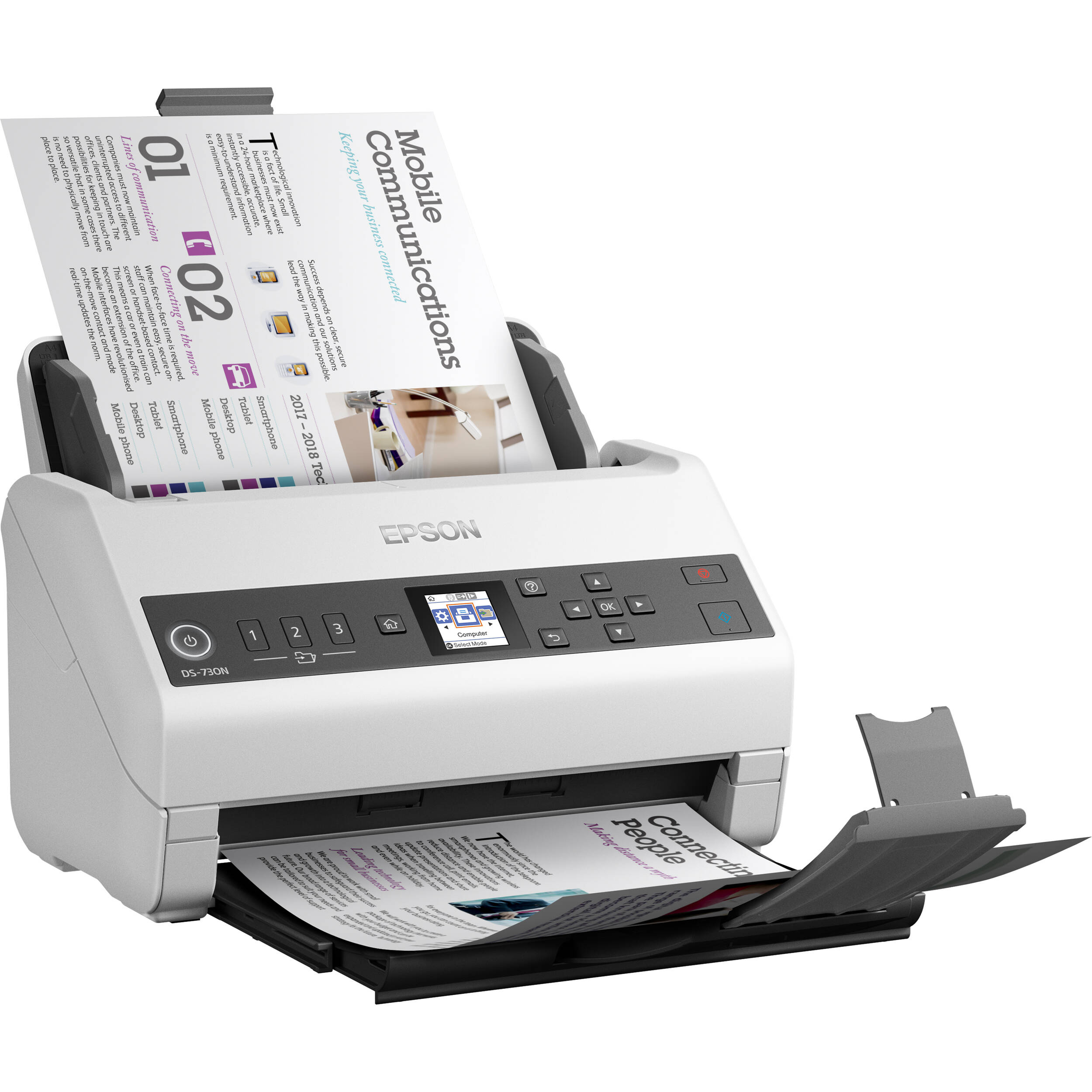 Epson DS-730N network color document scanner with 100-sheet ADF and color LCD — view 4