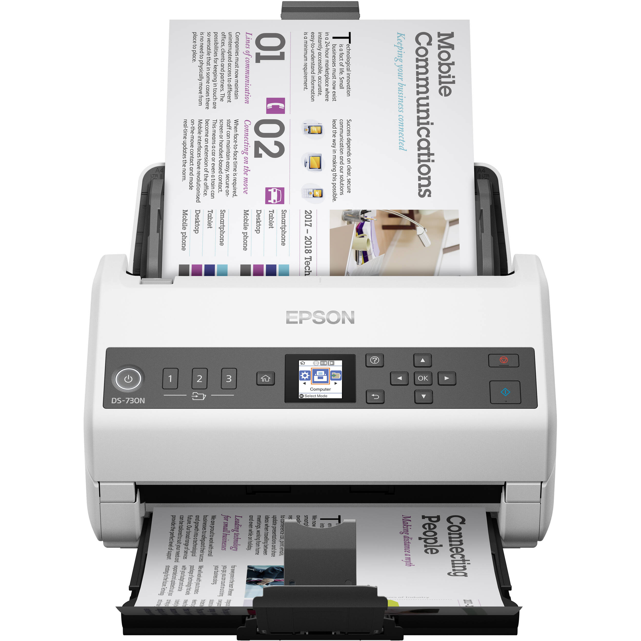 Epson DS-730N network color document scanner with 100-sheet ADF and color LCD — view 5