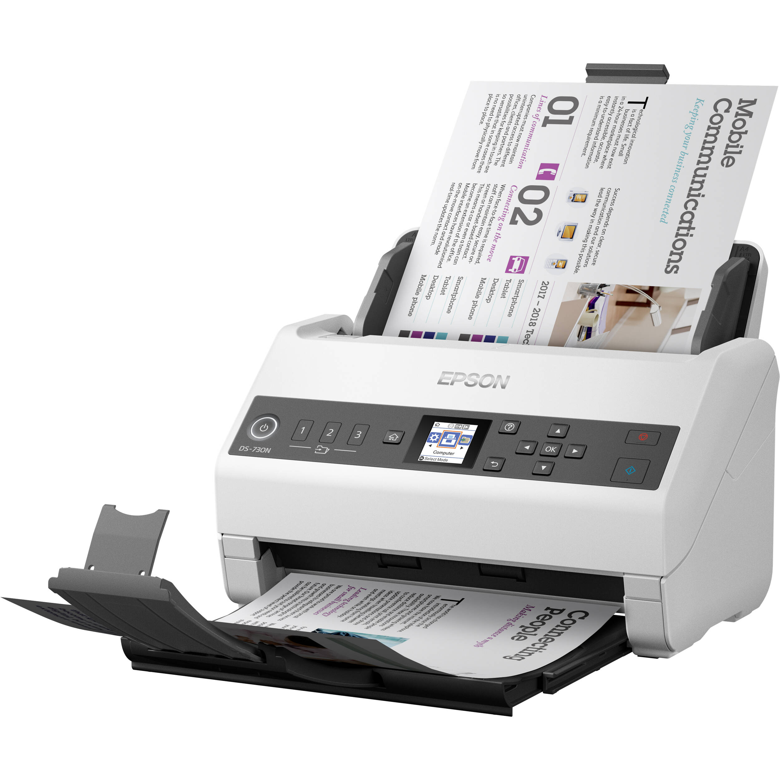 Epson DS-730N network color document scanner with 100-sheet ADF and color LCD — view 6