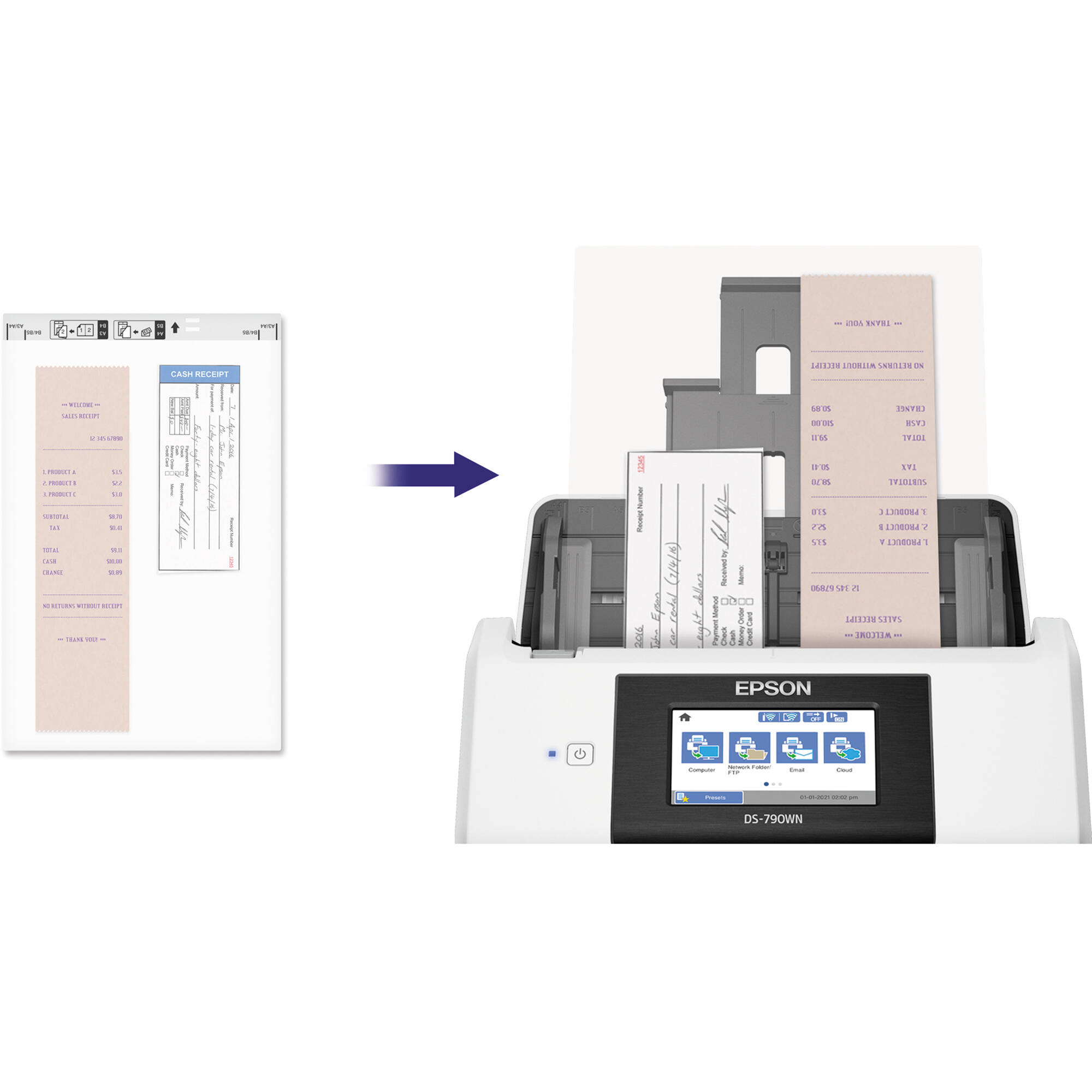 Epson DS-790WN network document scanner with wireless connectivity and 100-sheet ADF — view 13