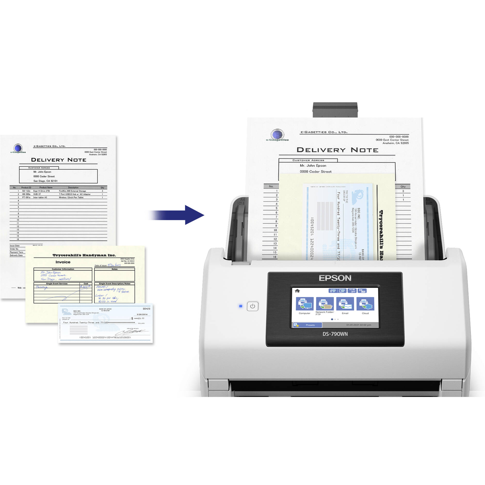 Epson DS-790WN network document scanner with wireless connectivity and 100-sheet ADF — view 15