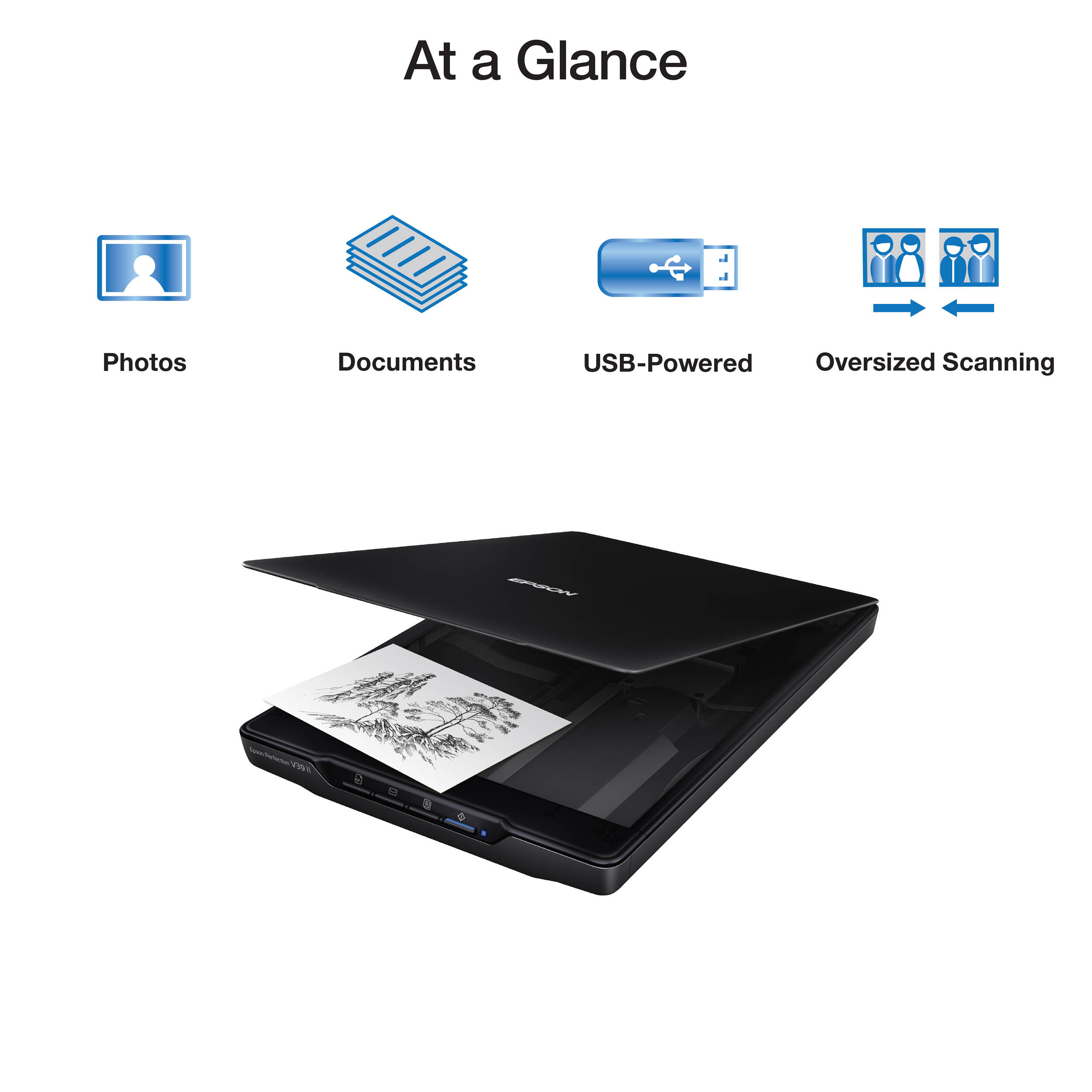Epson Perfection V39 II flatbed scanner with compact desktop design — view 7