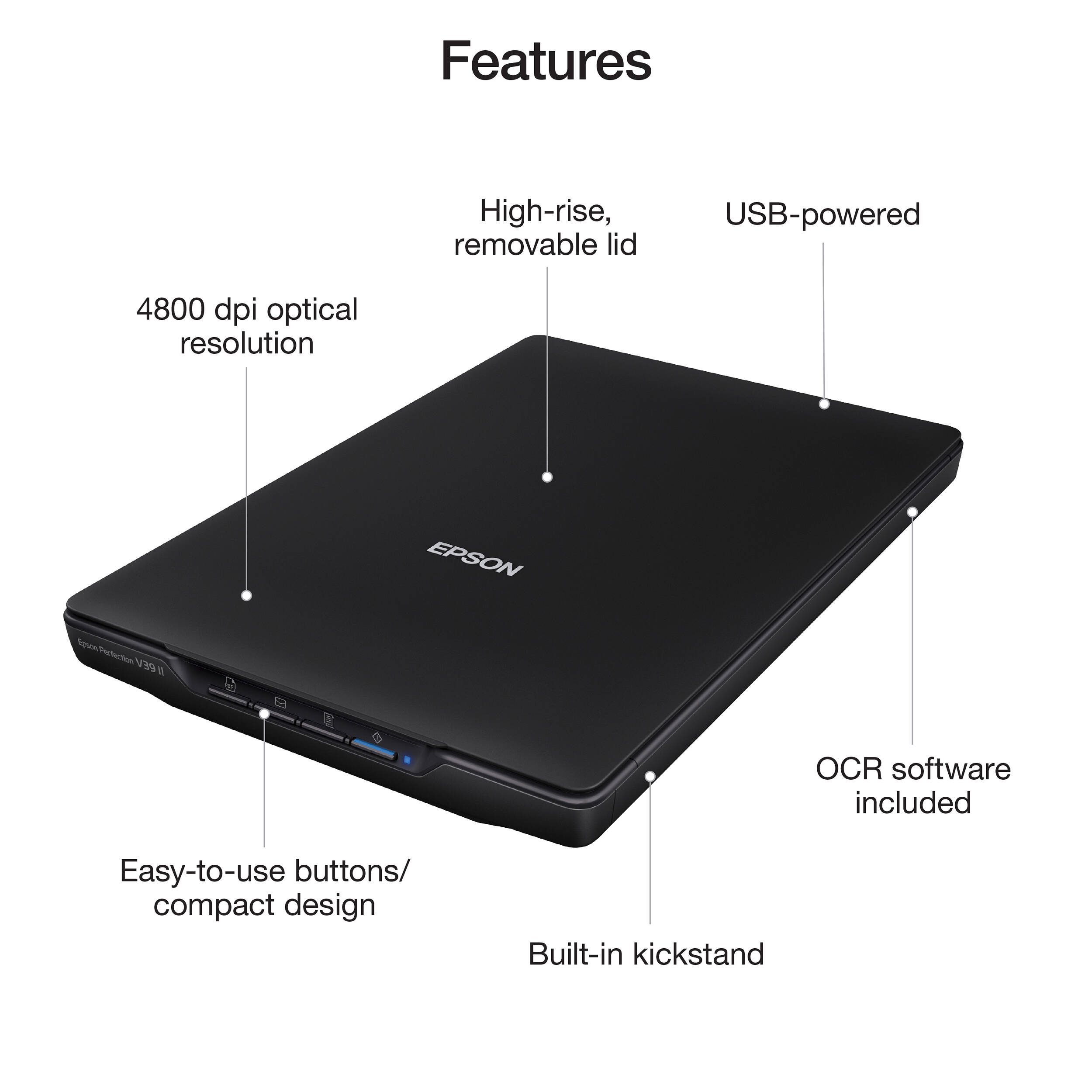 Epson Perfection V39 II flatbed scanner with compact desktop design — view 8