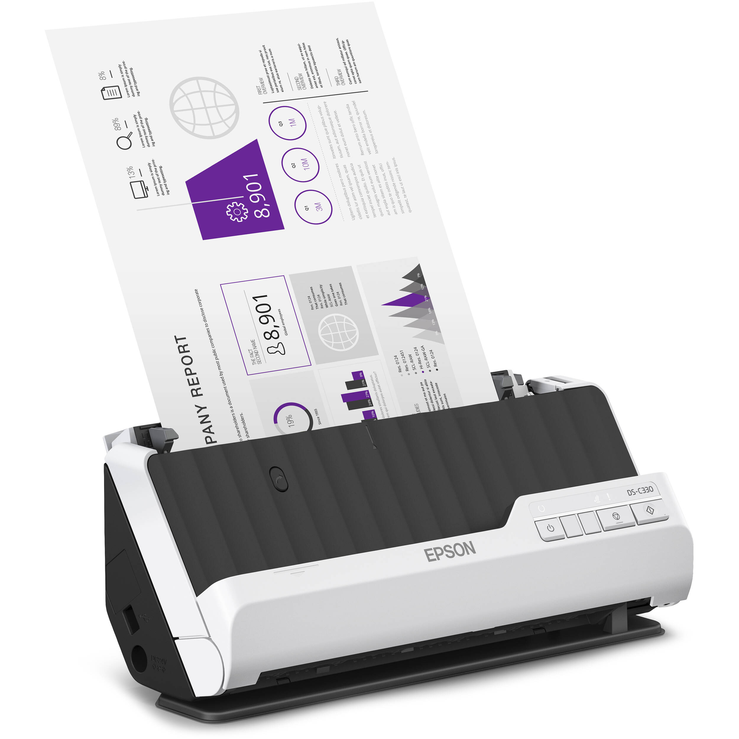Epson DS-330 compact desktop document scanner with 20-sheet ADF — view 6